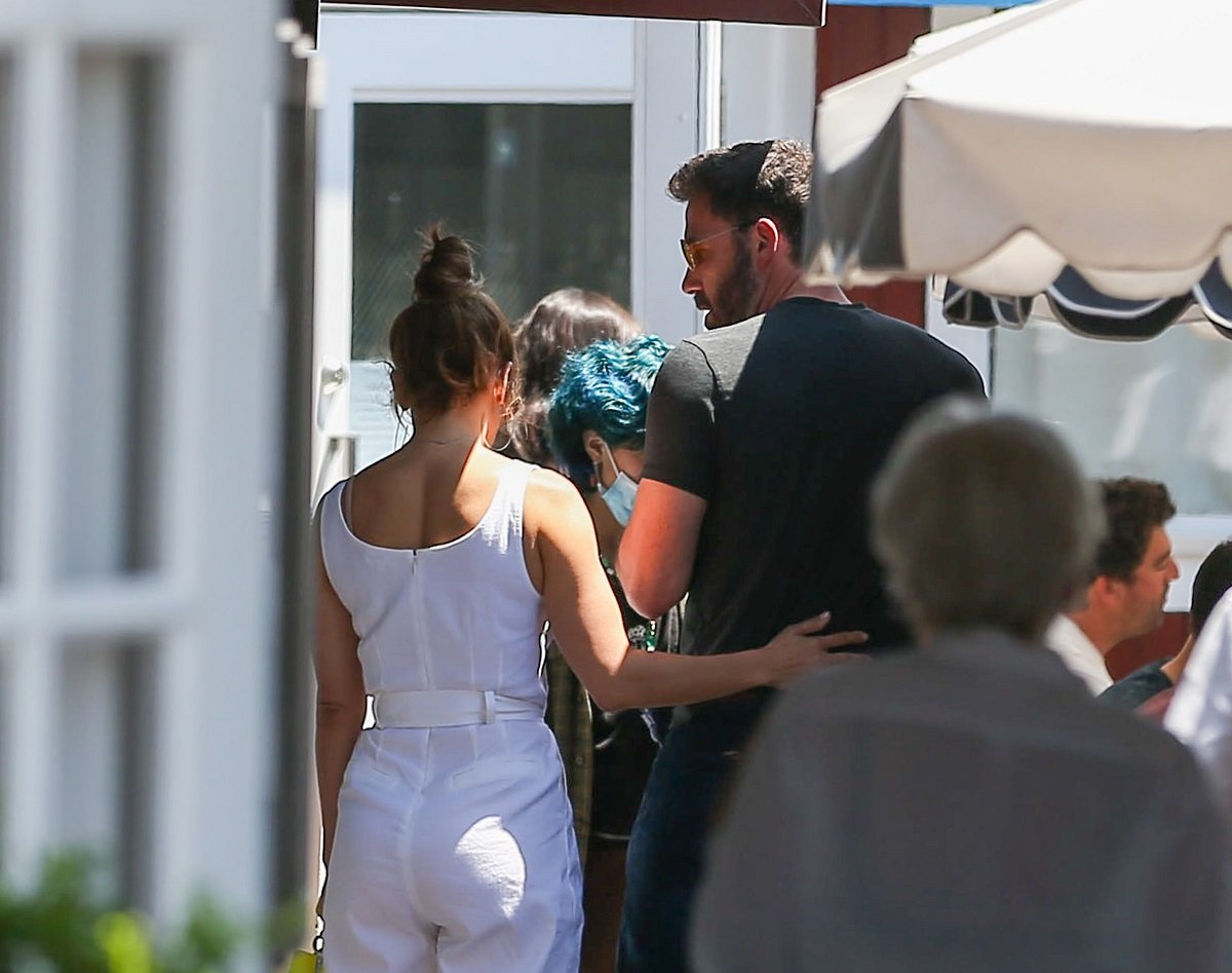 Jennifer Lopez and Ben Affleck (R) are seen on July 9, 2021, in Los Angeles, California.