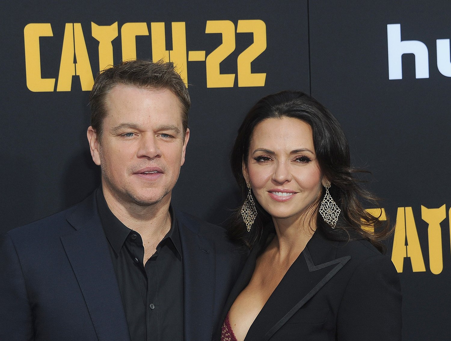 Matt Damon and Luciana Barroso at the 'Catch-22' premiere