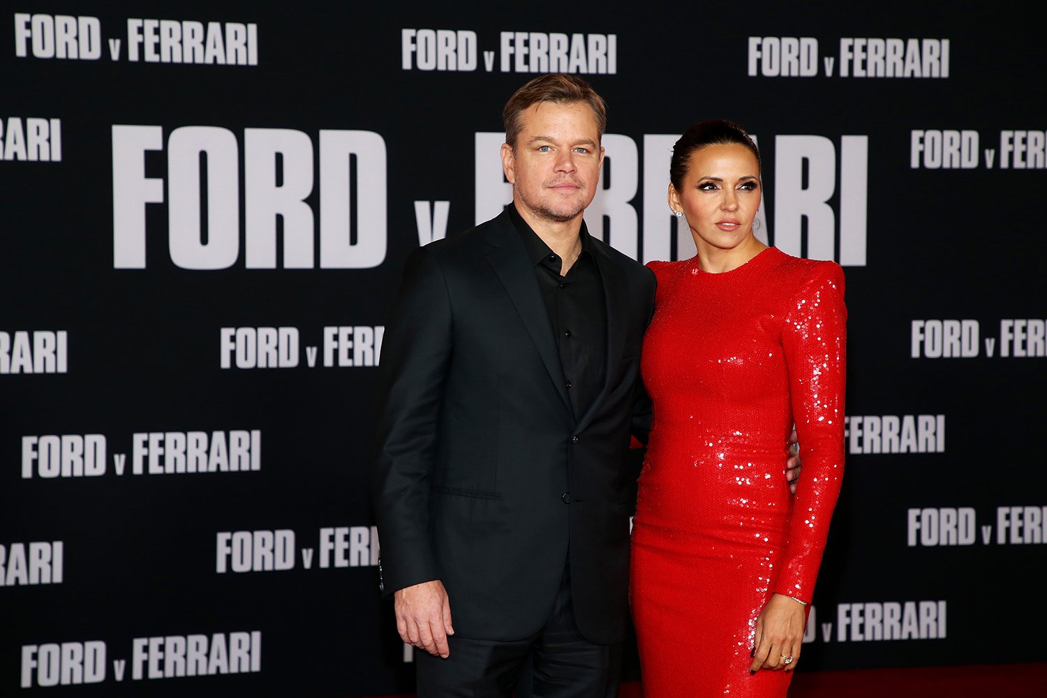 Matt Damon and Luciana Barroso at the 'Ford v. Ferrari' premiere