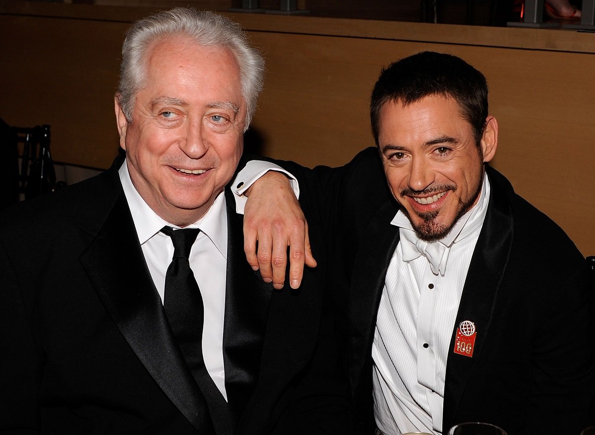 Robert Downey Sr. (L) and Robert Downey Jr. attend Time's 100 Most Influential People in the World gala on May 8, 2008, in New York City.