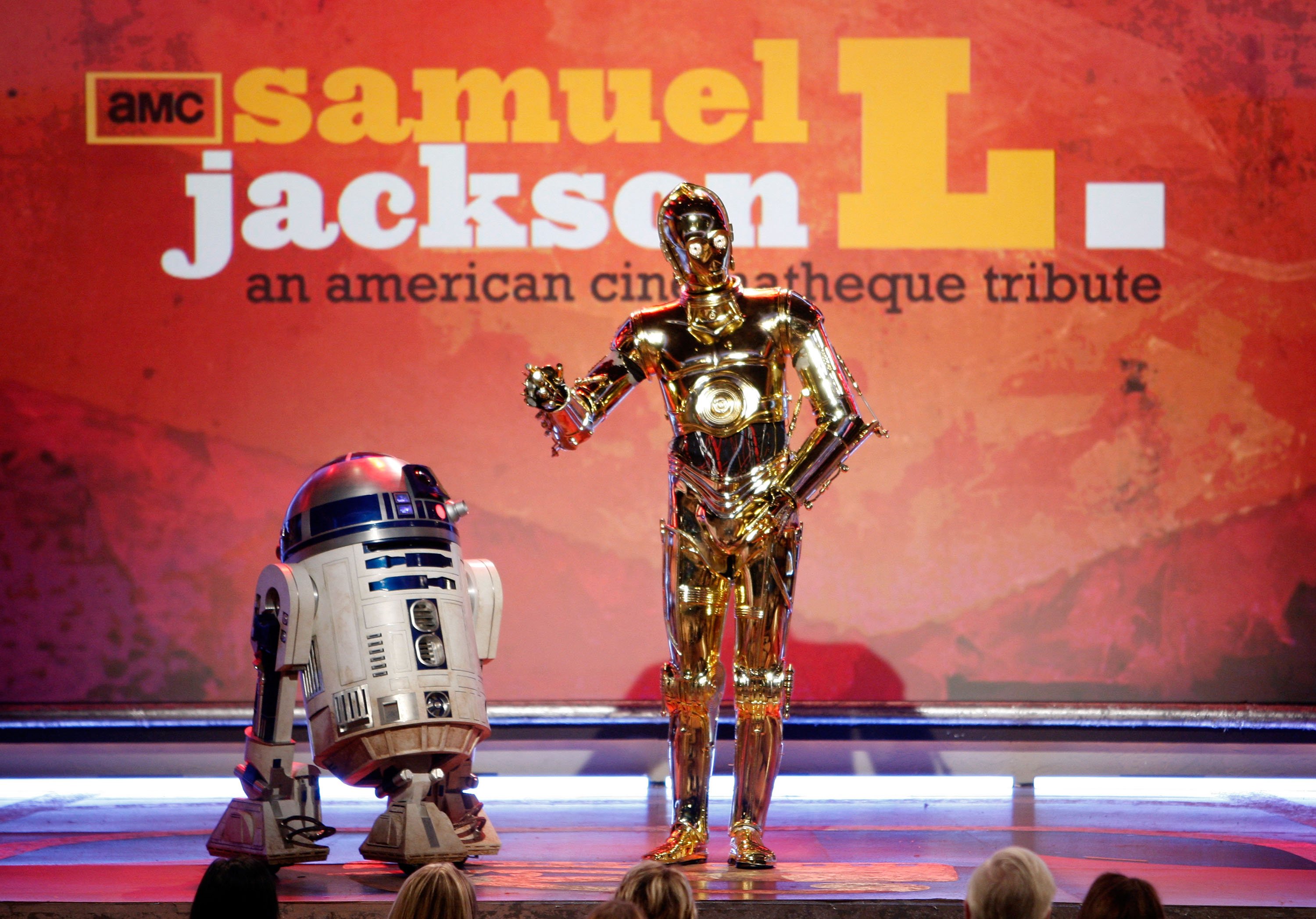 R2-D2 and C-3PO on a stage