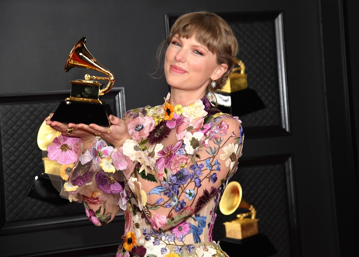 Taylor Swift, winner of Album of the Year for 'Folklore', poses in the media room during the 63rd Annual GRAMMY Awards on March 14, 2021, in Los Angeles, California.