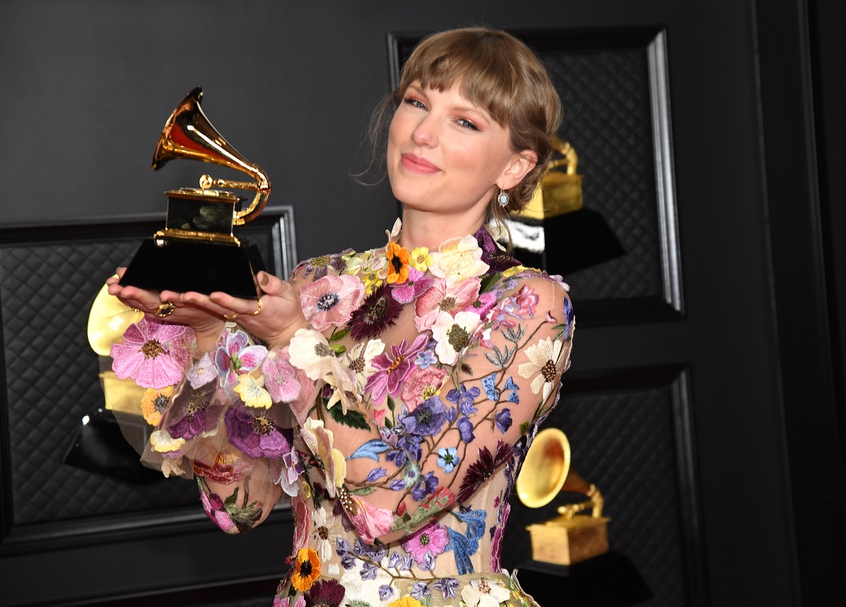 Taylor Swift, winner of Album of the Year for 'Folklore', poses in the media room during the 63rd Annual GRAMMY Awards on March 14, 2021, in Los Angeles, California.