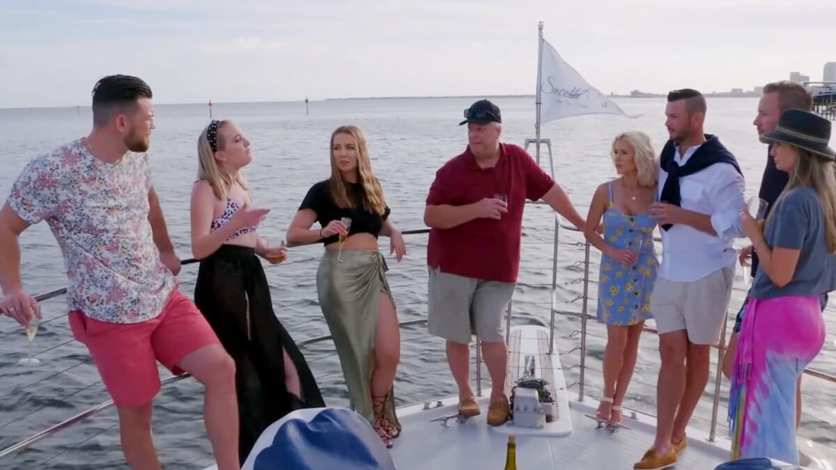 Elizabeth Potthast, Andrei Castravet, and the rest of the Potthast family on a yacht on '90 Day Fiancé: Happily Ever After?'