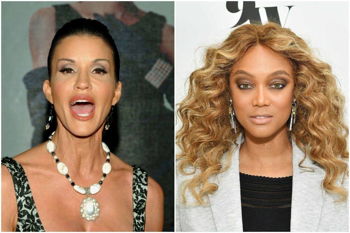 'ANTM' judges Janice Dickinson and Tyra Banks posing for the camera at separate events.