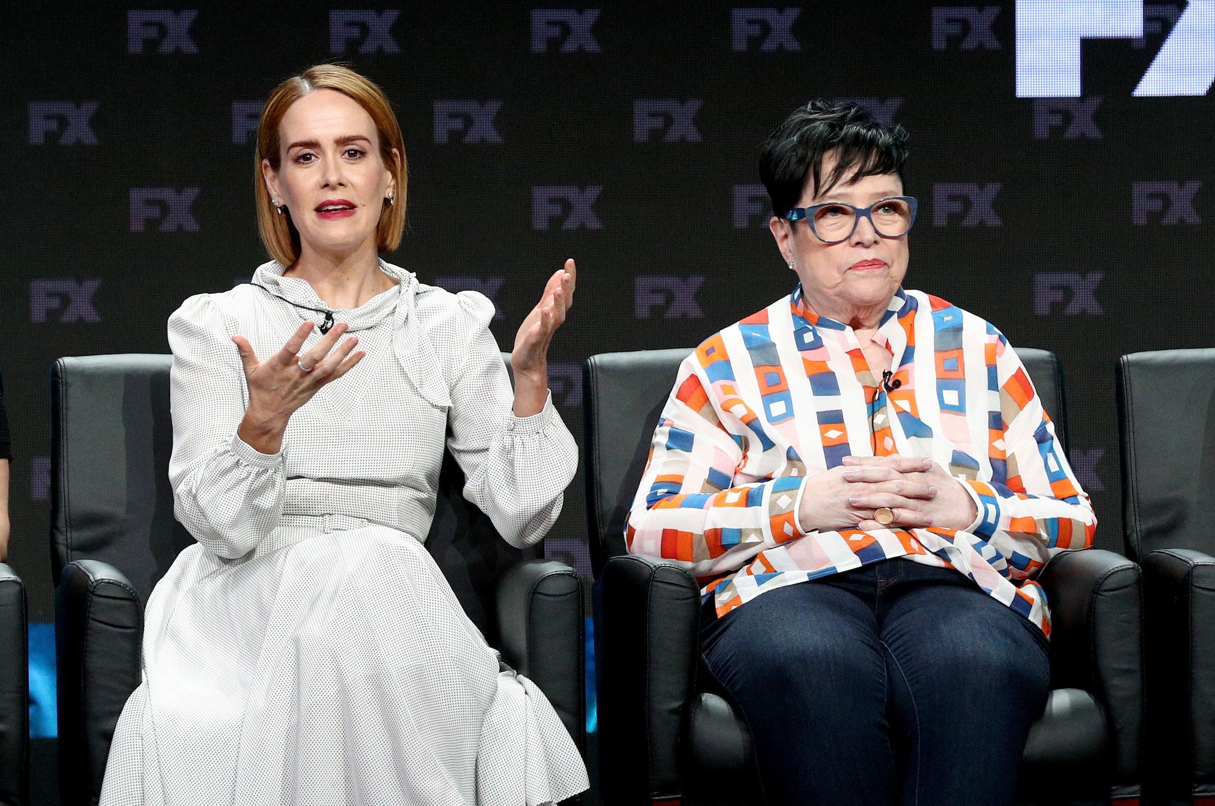 Sarah Paulson and Kathy Bates from 'American Horror Story' Season 10 at the 'American Horror Story: Apocalypse' panel 