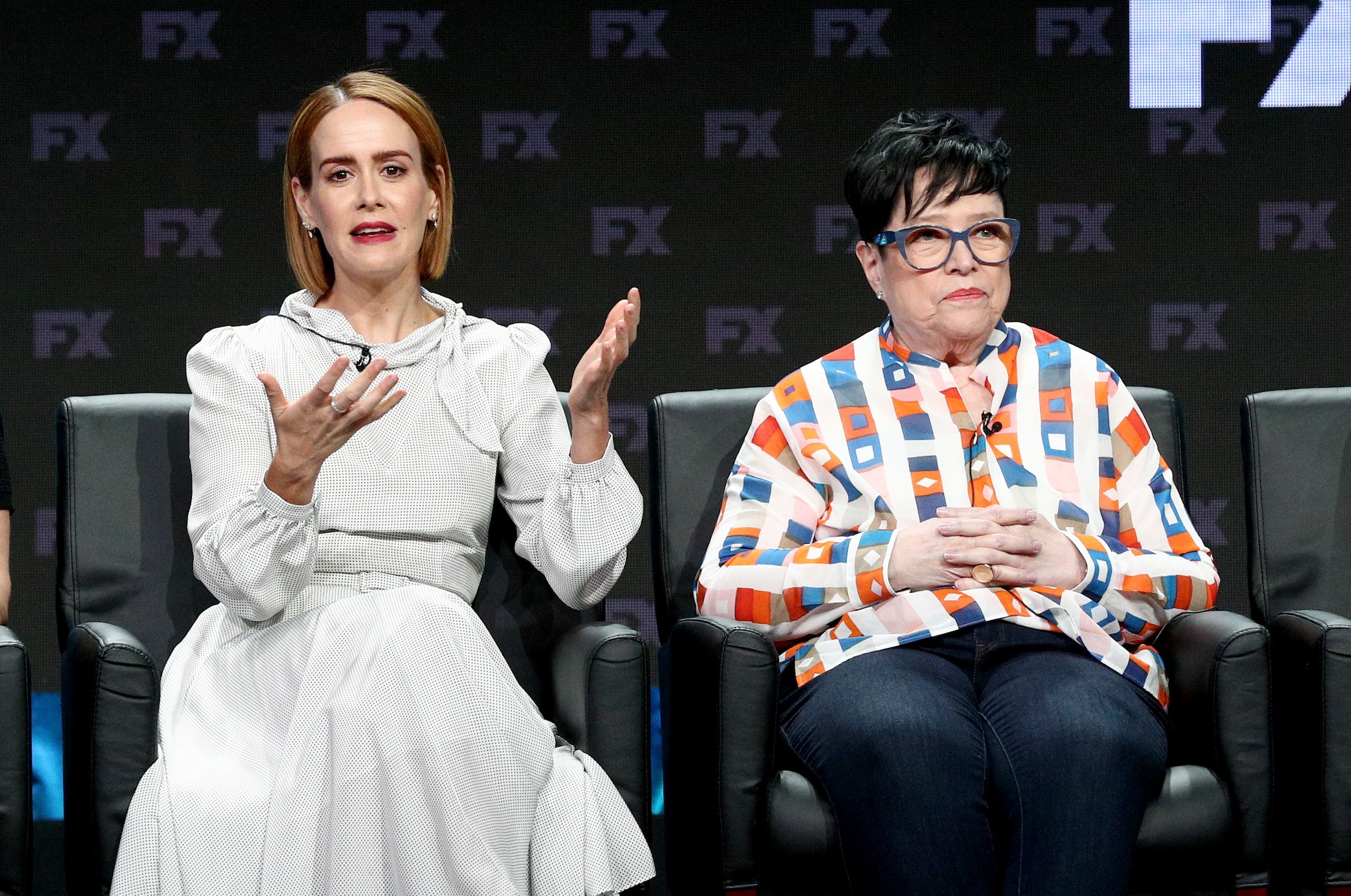 Sarah Paulson and Kathy Bates from 'American Horror Story' Season 10 at the 'American Horror Story: Apocalypse' panel