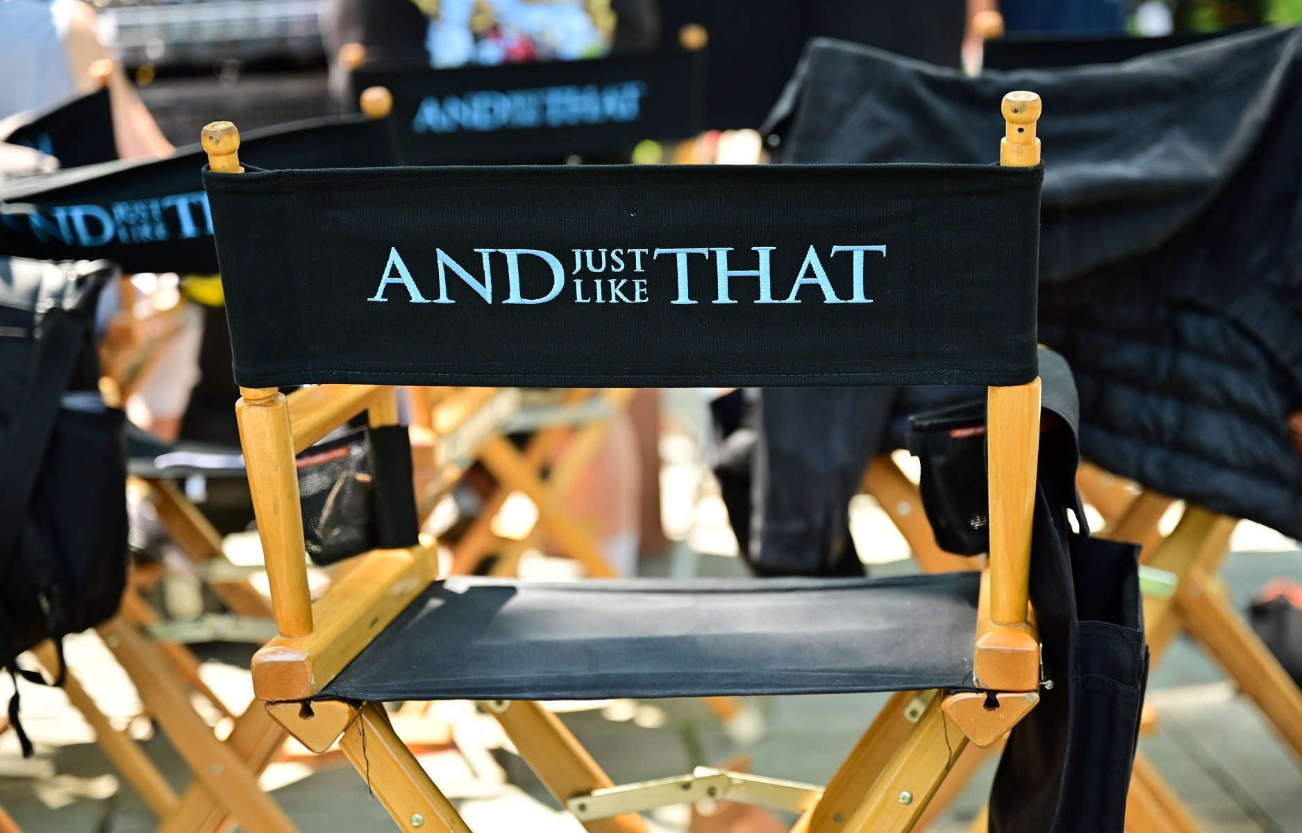 A director's chair bearing the name of the 'Sex and the CIty' reboot, 'And Just LIke That...' is scene in New York City on August 12 