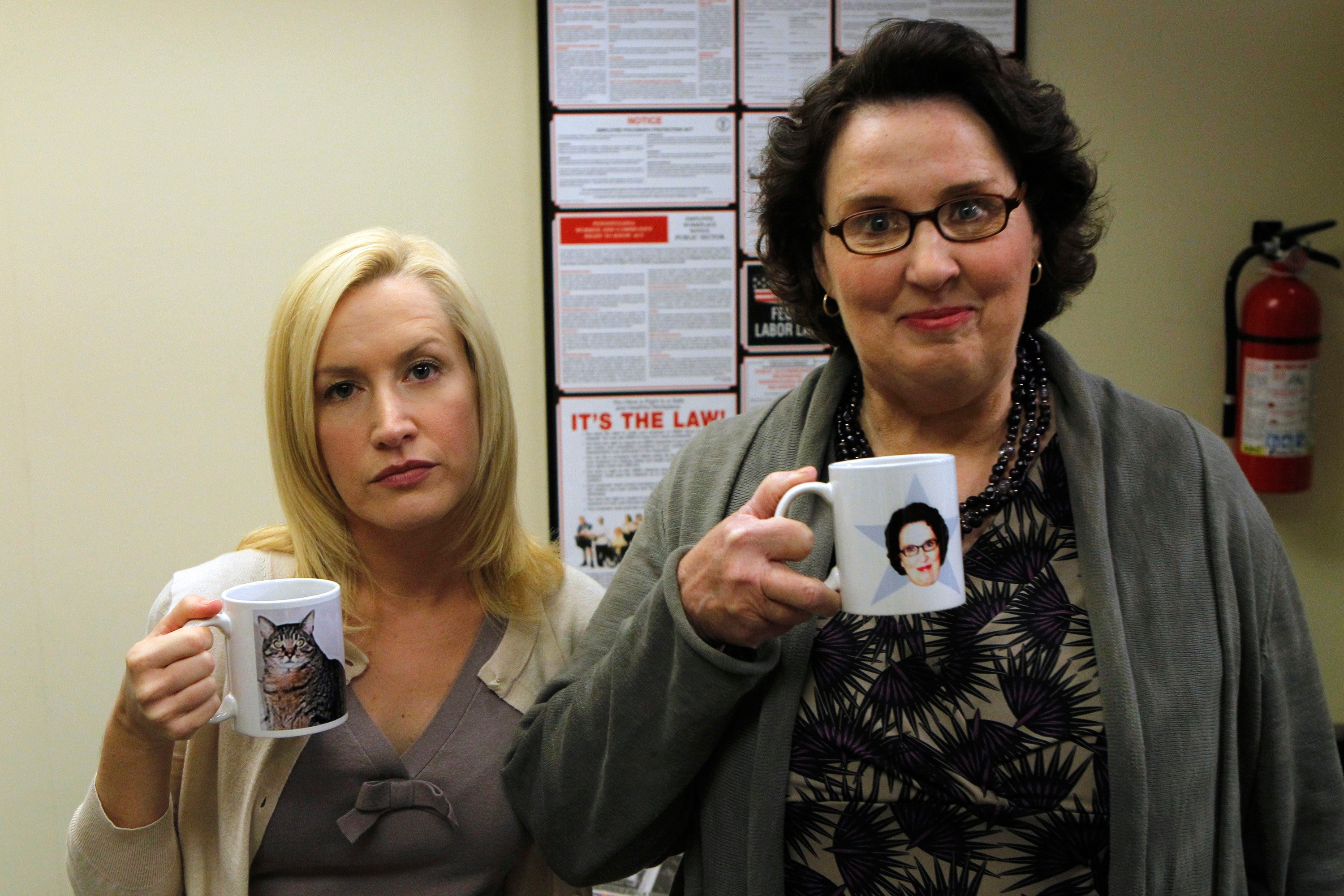 Angela Kinsey as Angela Martin and Phyllis Smith as Phyllis Lapin cast in an episode of 'The Office'