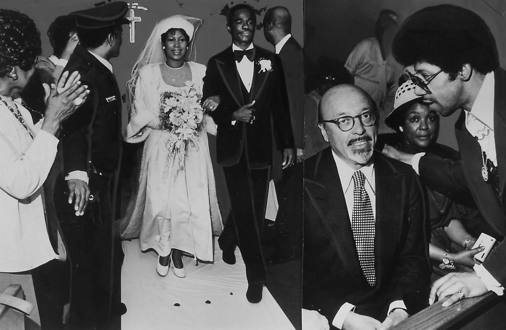 Aretha Franklin and second husband, Glynn Turman, on their wedding day in 1978