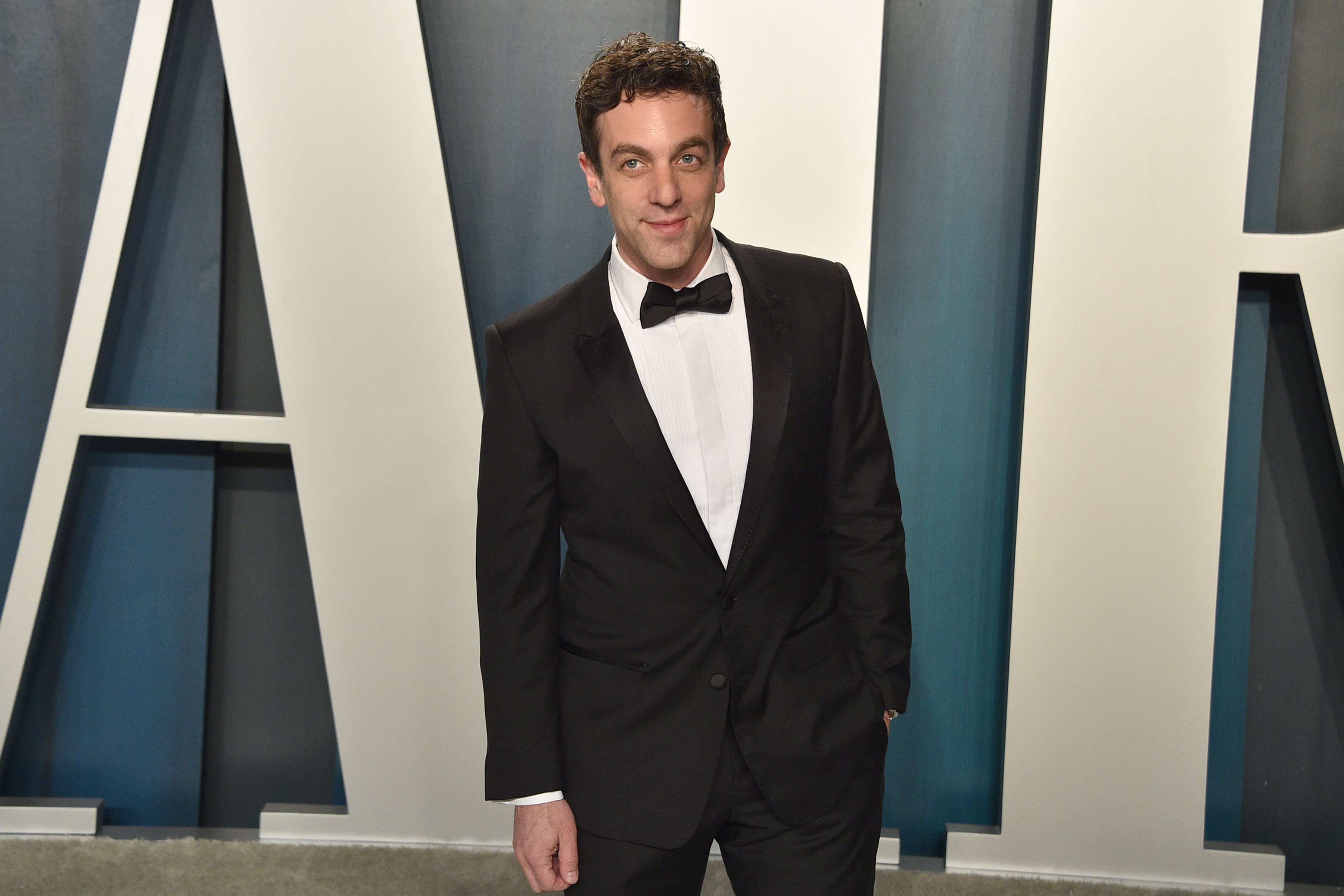 B.J. Novak in a tuxedo at the 2020 Vanity Fair Oscar Party.