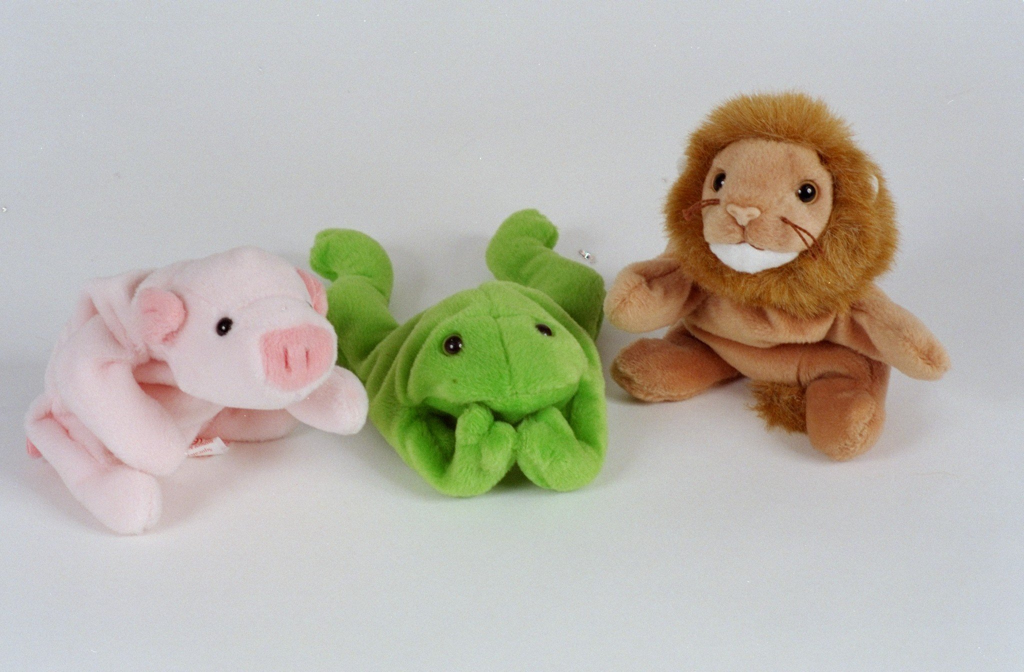 Beanie Babies pig, frog and lion 