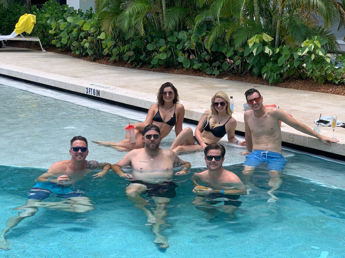 Below Deck crew hangs by the pool 