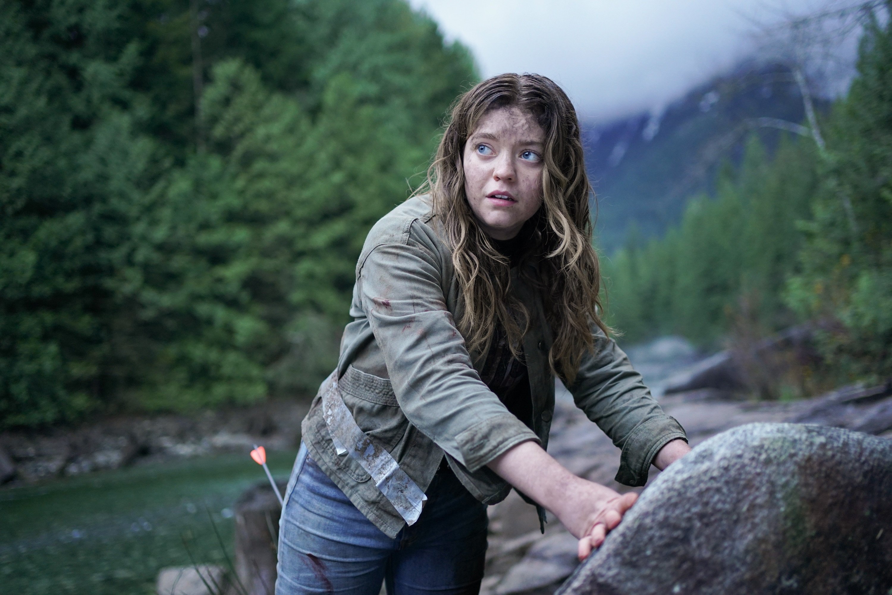 Big Sky star Jade Pettyjohn acting as Grace while filming on location