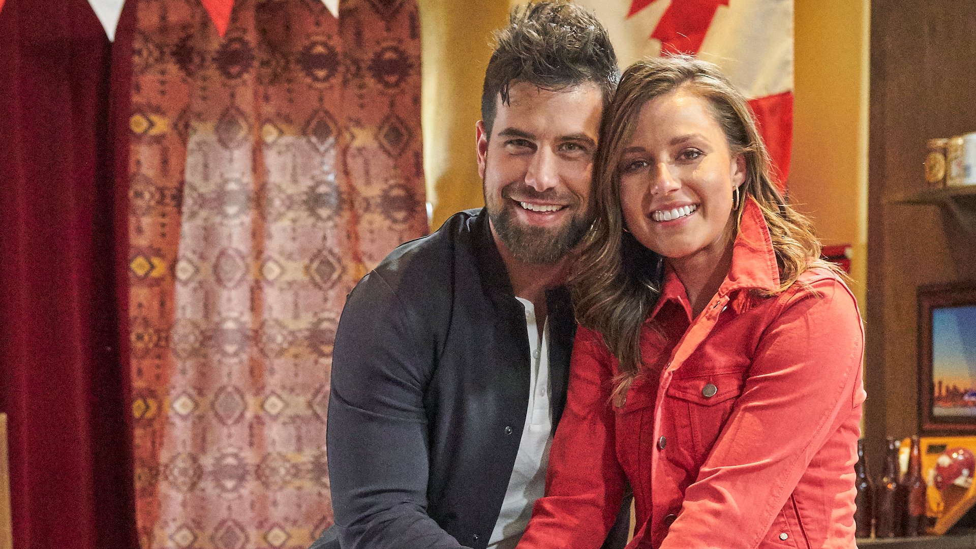 Blake Moynes and Katie Thurston pose together for their Hometown date in ‘The Bachelorette’ Season 17 Episode 9