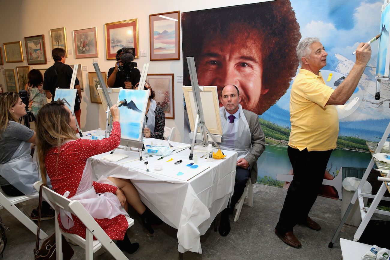 Bob Ross painting class in Miami.