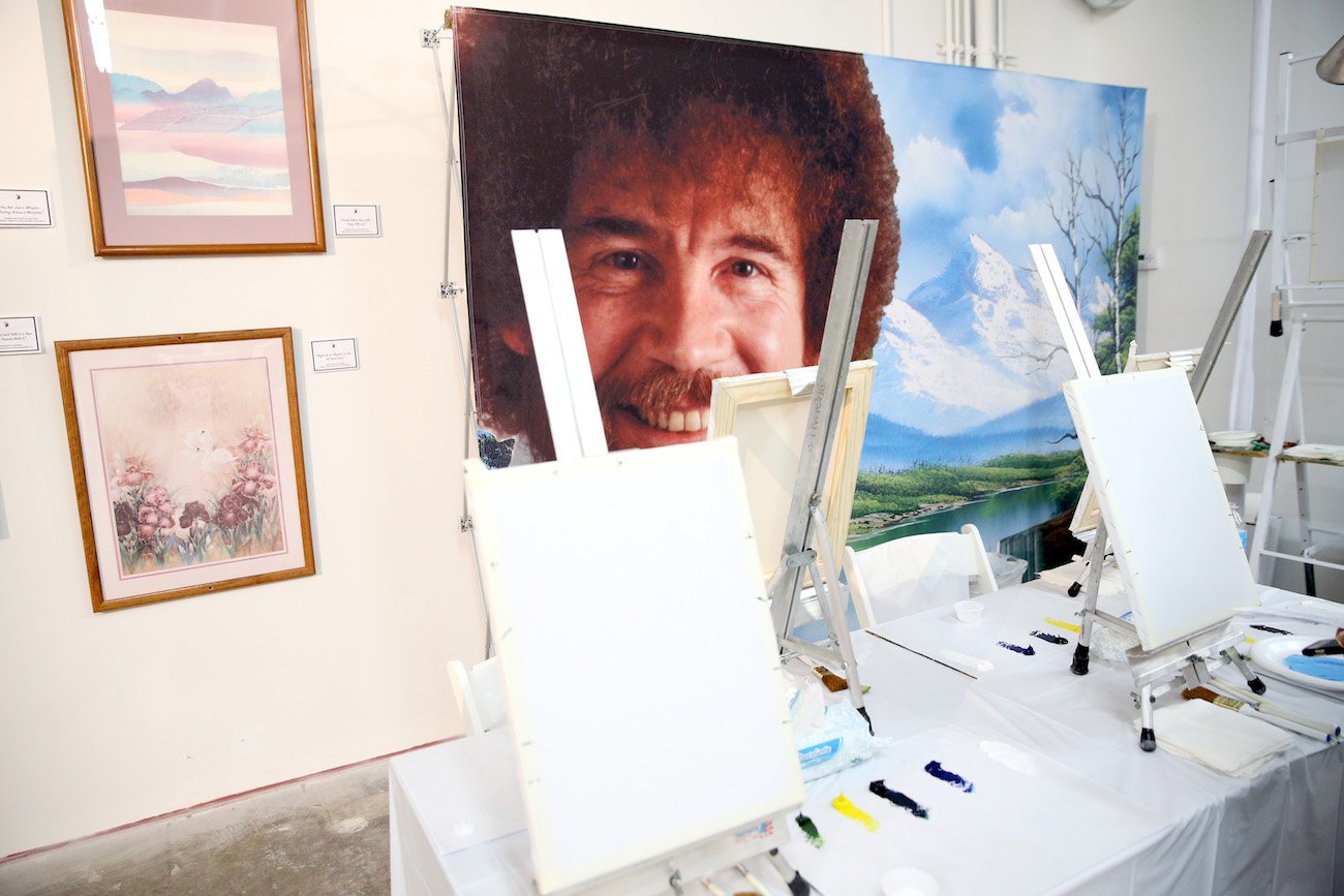 Bob Ross painting class in Miami.