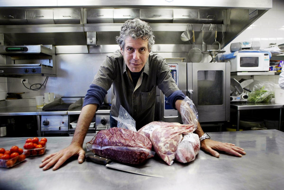 Anthony Bourdain with meat