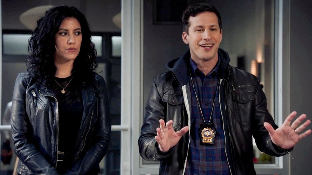 Rosa Diaz and Jake Peralta stand next to each other in 'Brooklyn Nine-Nine'