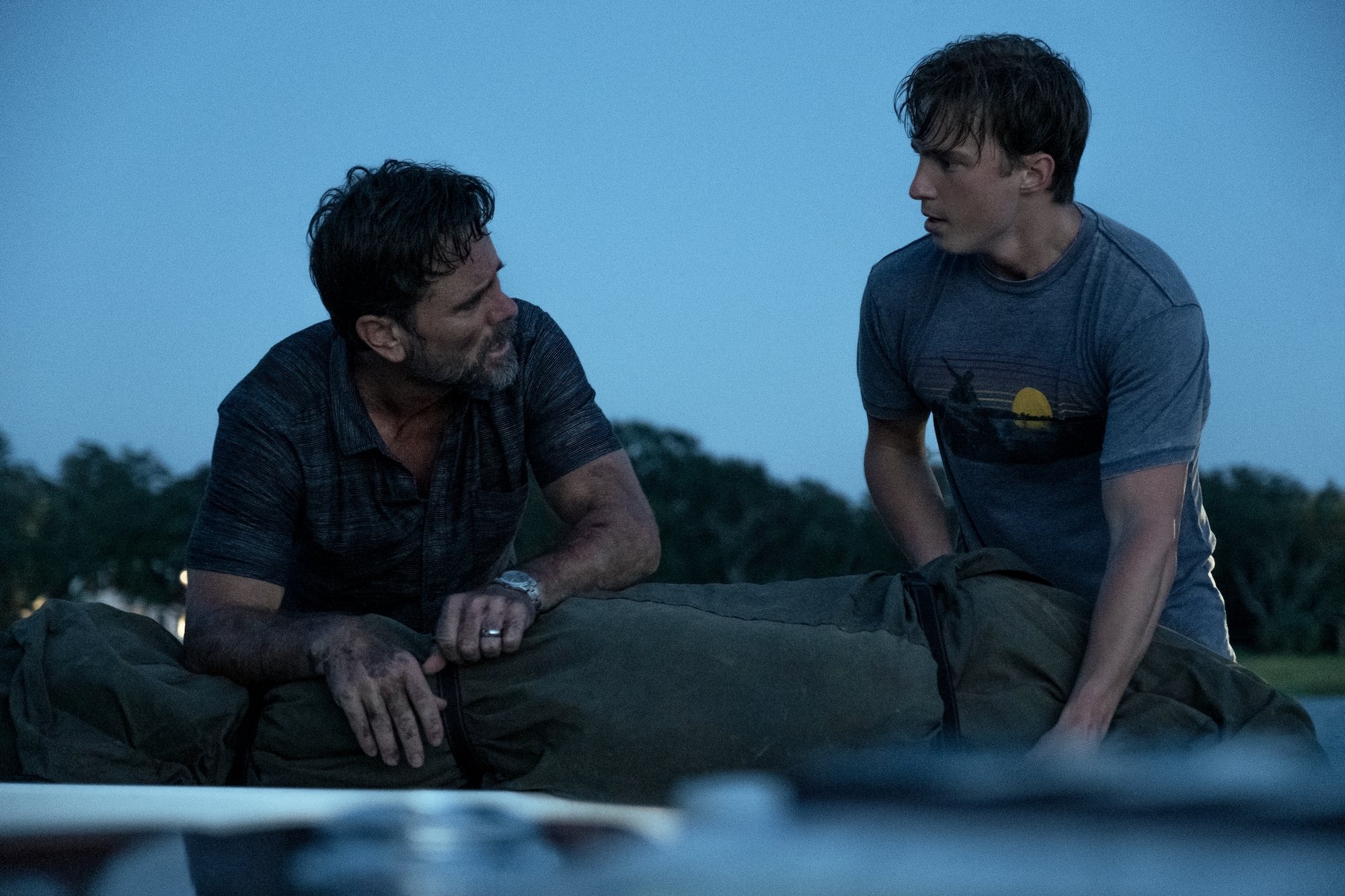 CHARLES ESTEN as WARD CAMERON and DREW STARKEY as RAFE in episode 202 of OUTER BANKS Season 2