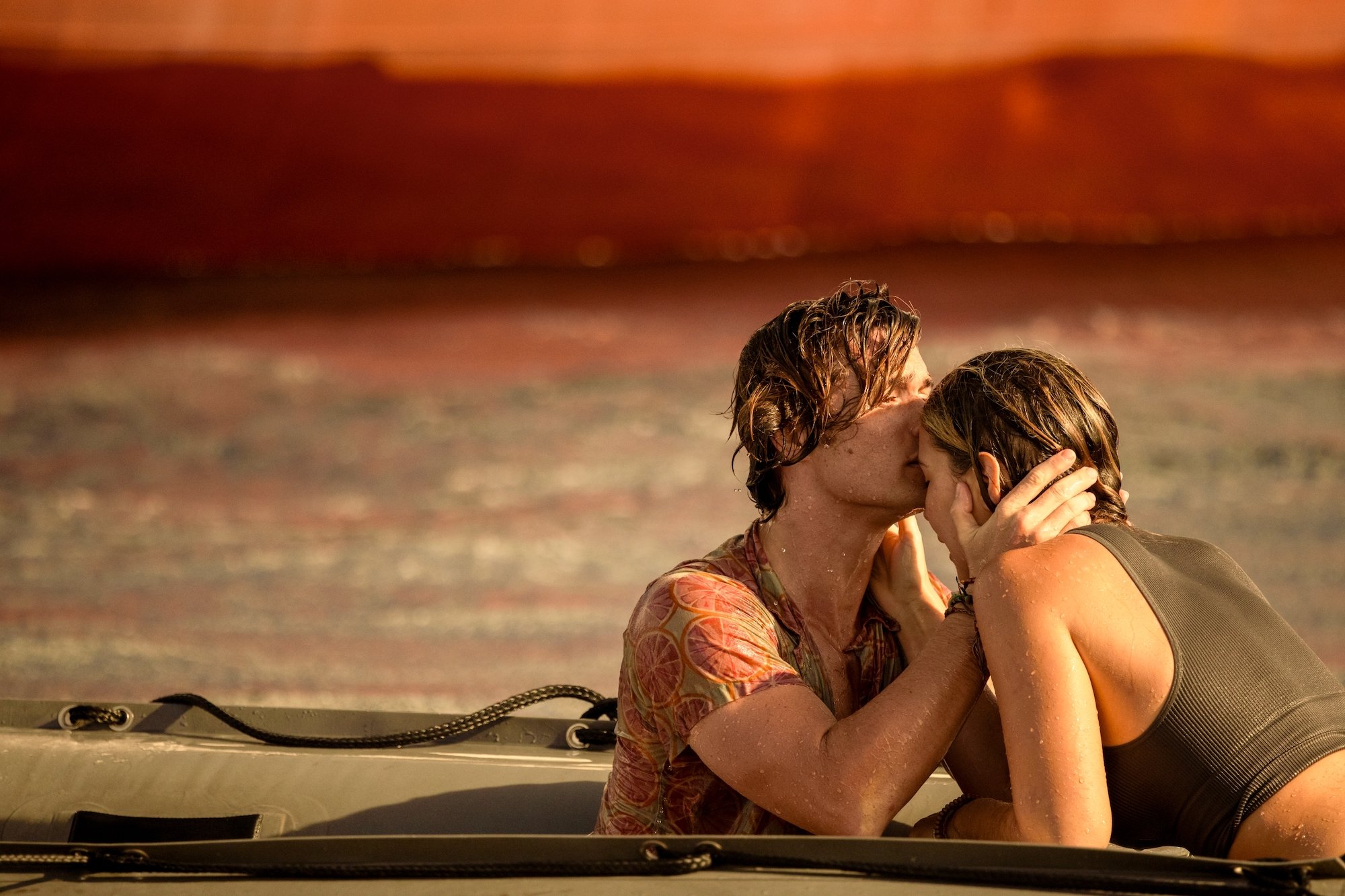 Chase Stokes as John B. with Madelyn Cline as Sarah Cameron in the finale of 'Outer Banks' Season 2