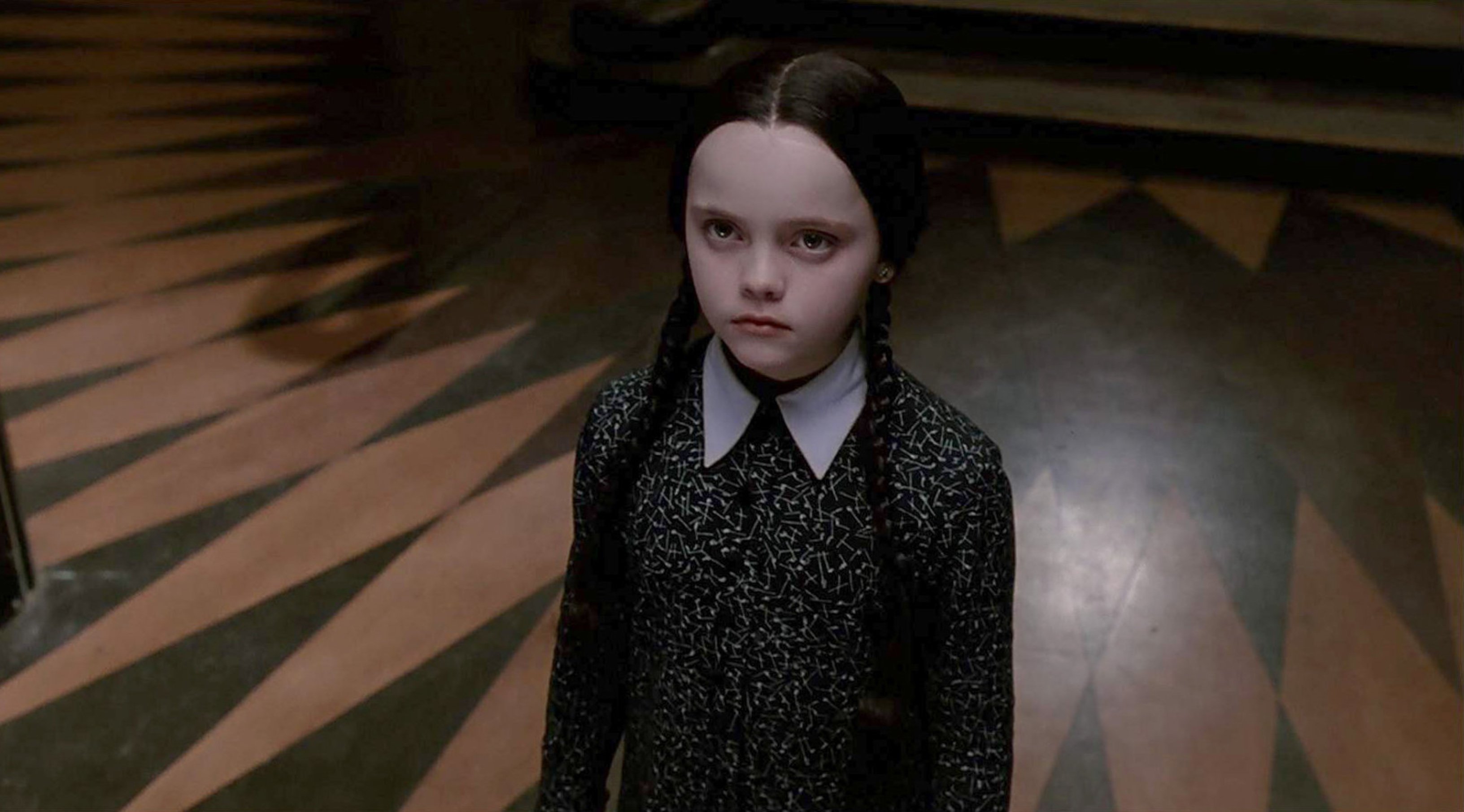 Christina Ricci 'The Addams Family' dressed as Wednesday Addams in black dress