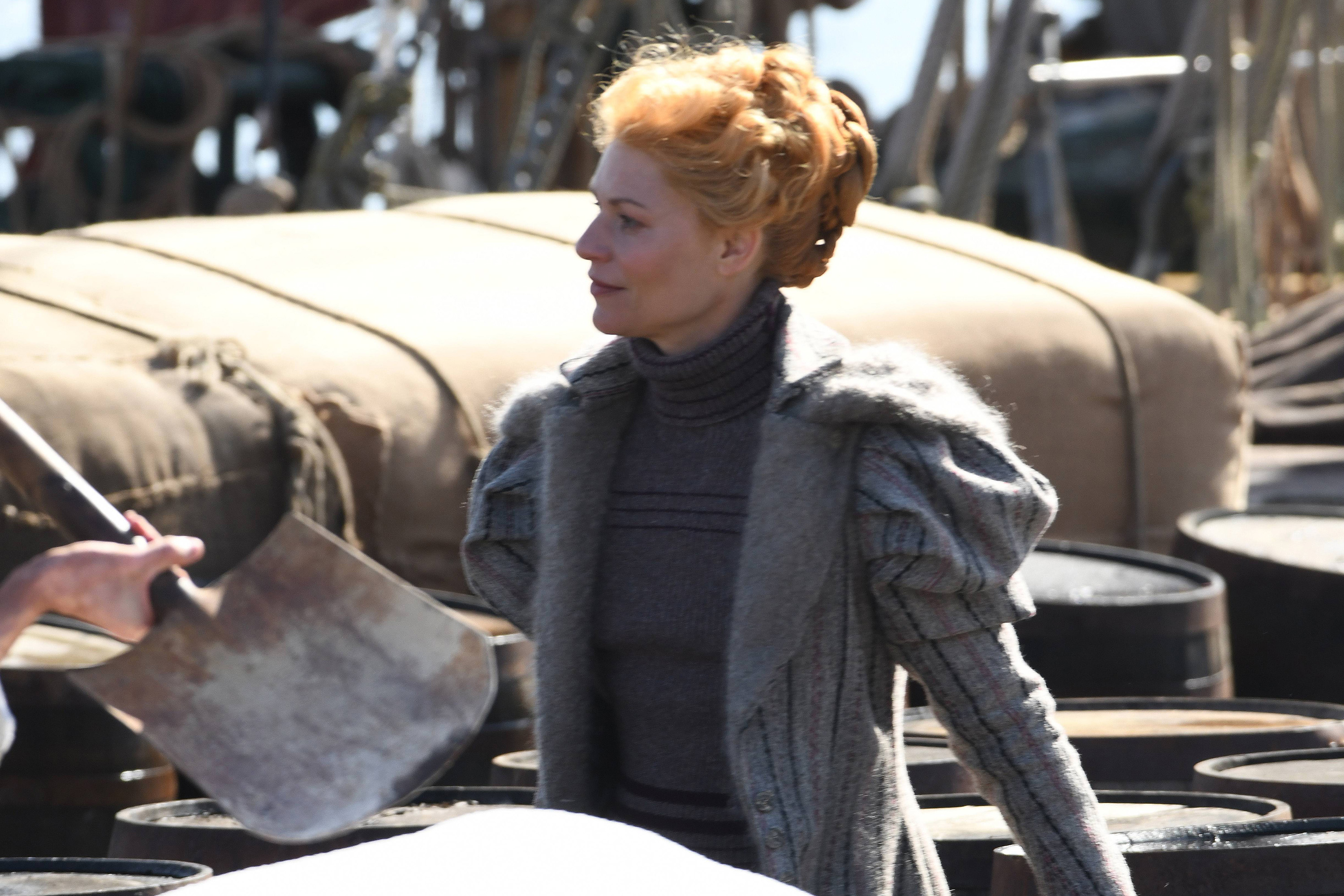 Claire Danes in Victorian costume on the set of 'The Essex Serpent'