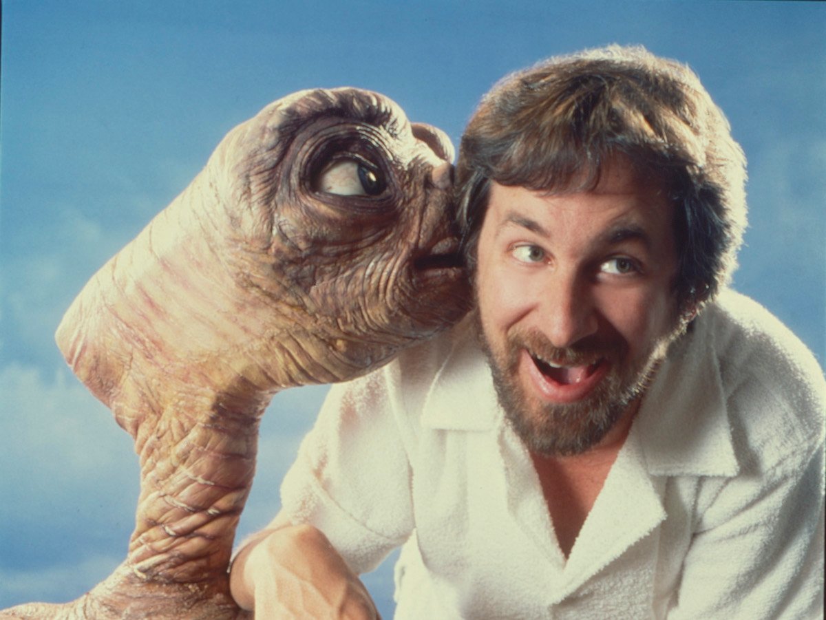 E.T. and Steven Spielberg pose for a portrait