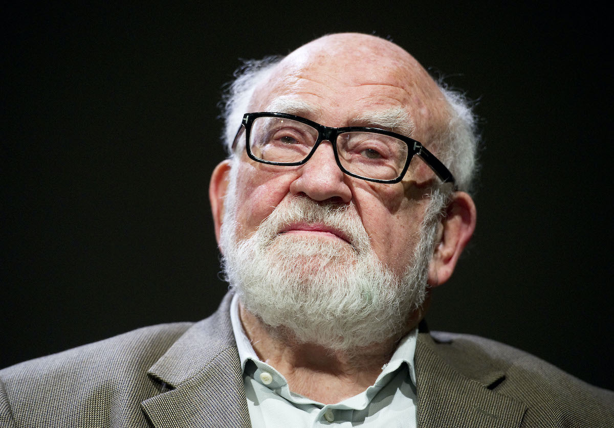 Actor Ed Asner attends Meet The Cast of Broadway's "Grace" at the Apple Store Soho. He died Aug. 29 2021.