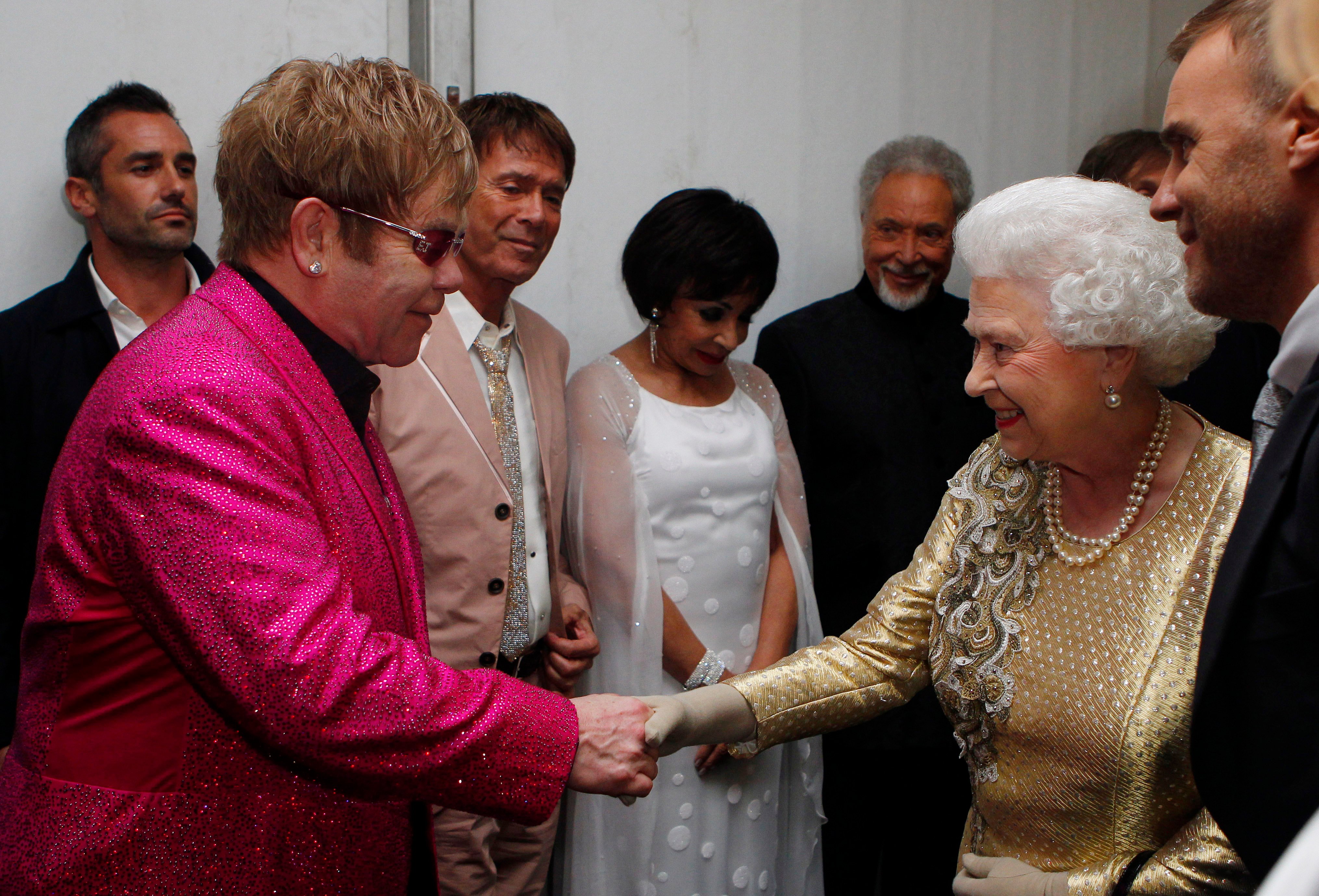 Elton John with the queen at her Diamond Jubilee concert.