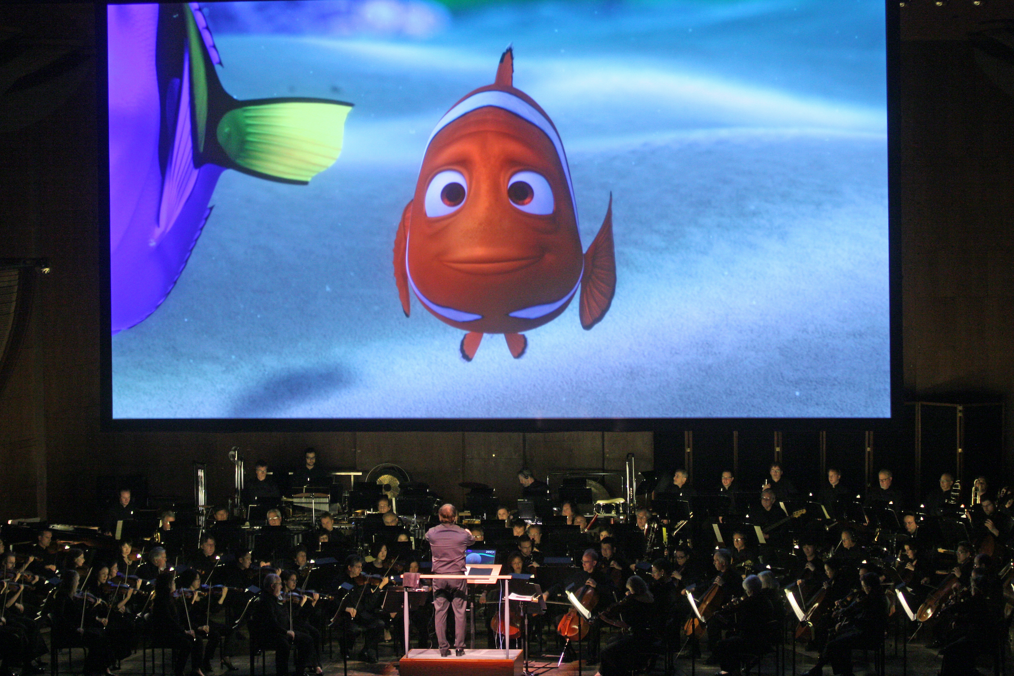 'Finding Nemo' on a screen behind the NY Philharmonic