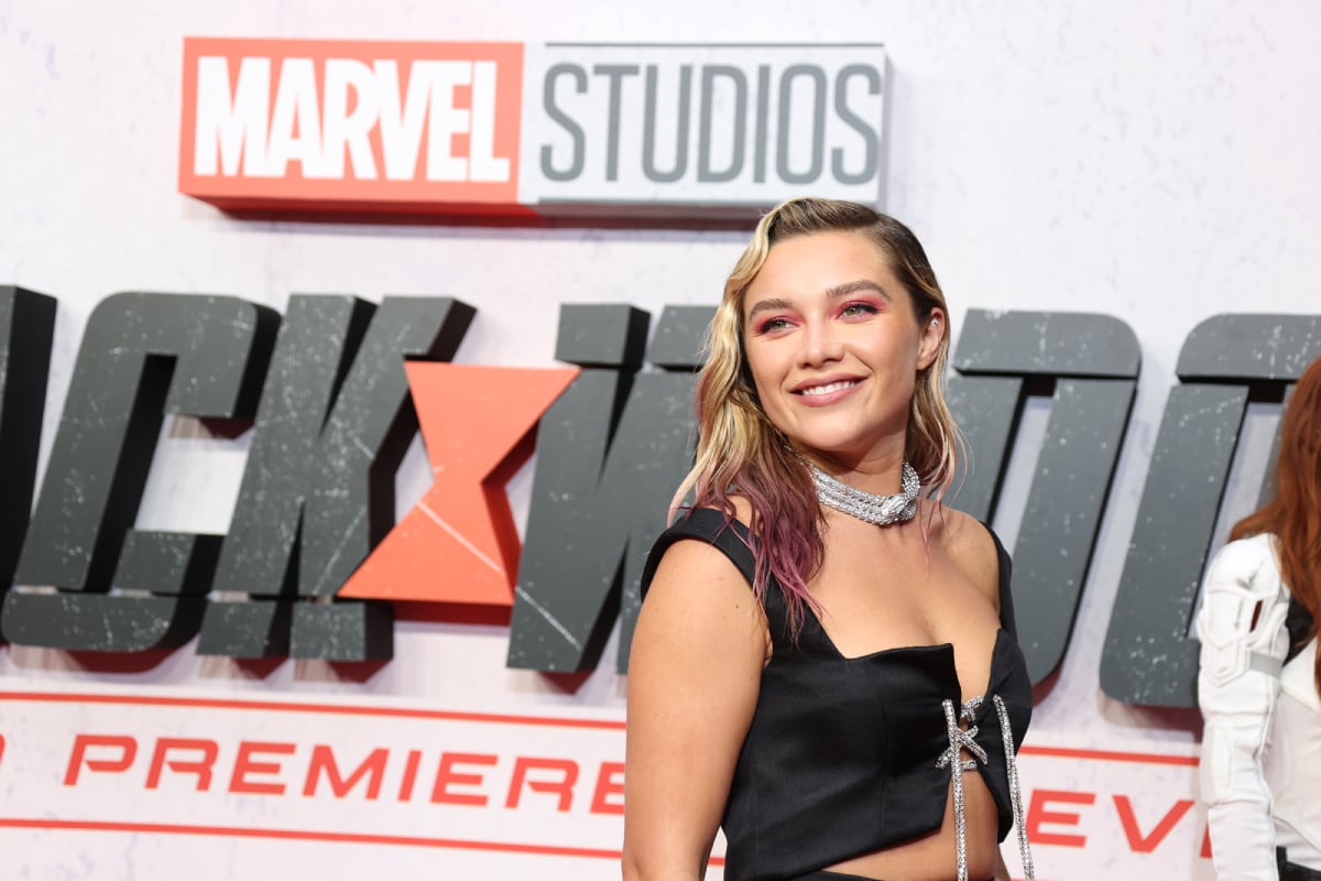Florence Pugh attends the "Black Widow" UK Film Premiere at Cineworld Leicester Square on June 29, 2021 in London, England