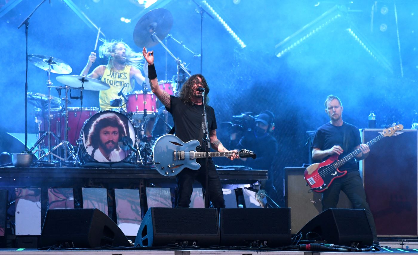 Foo Fighters performing on stage.