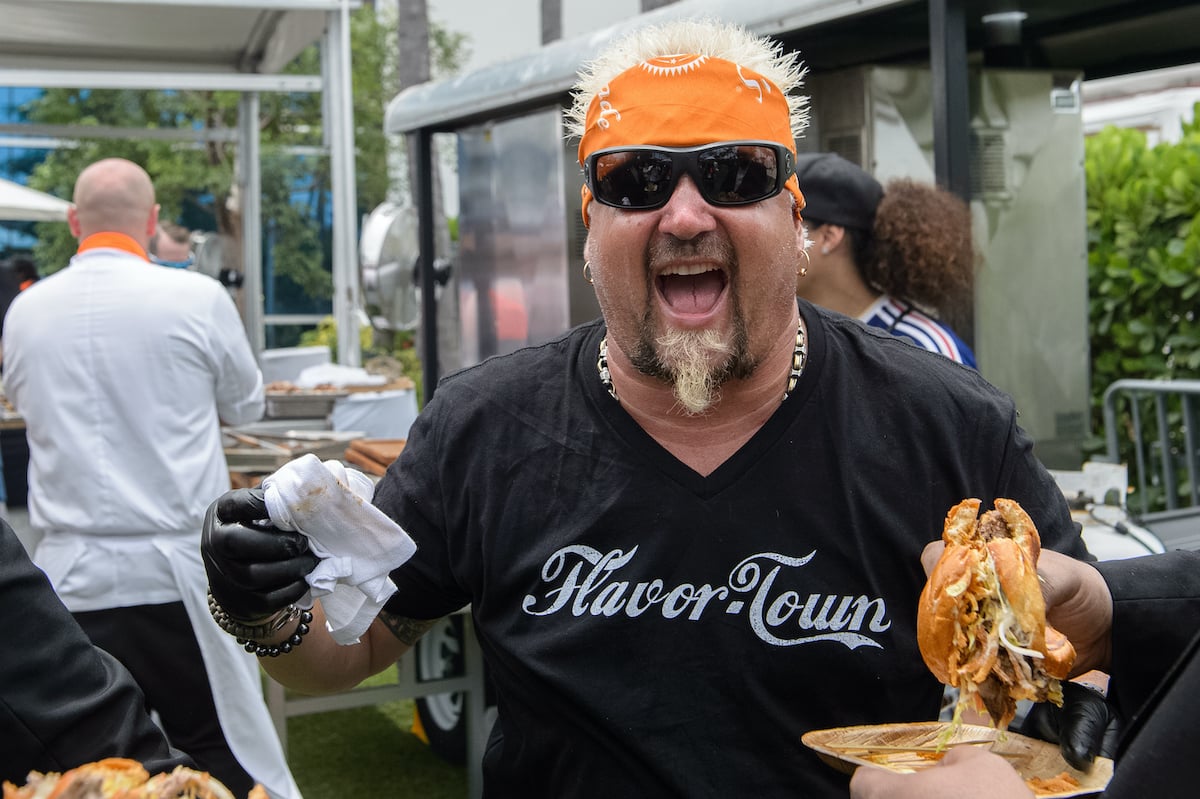 Guy Fieri at a BBQ beach bash and concert in 2018