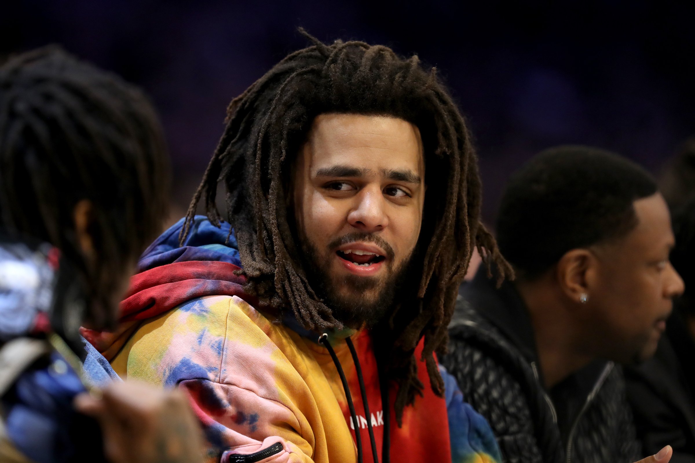 J. Cole watches the NBA All-Star game
