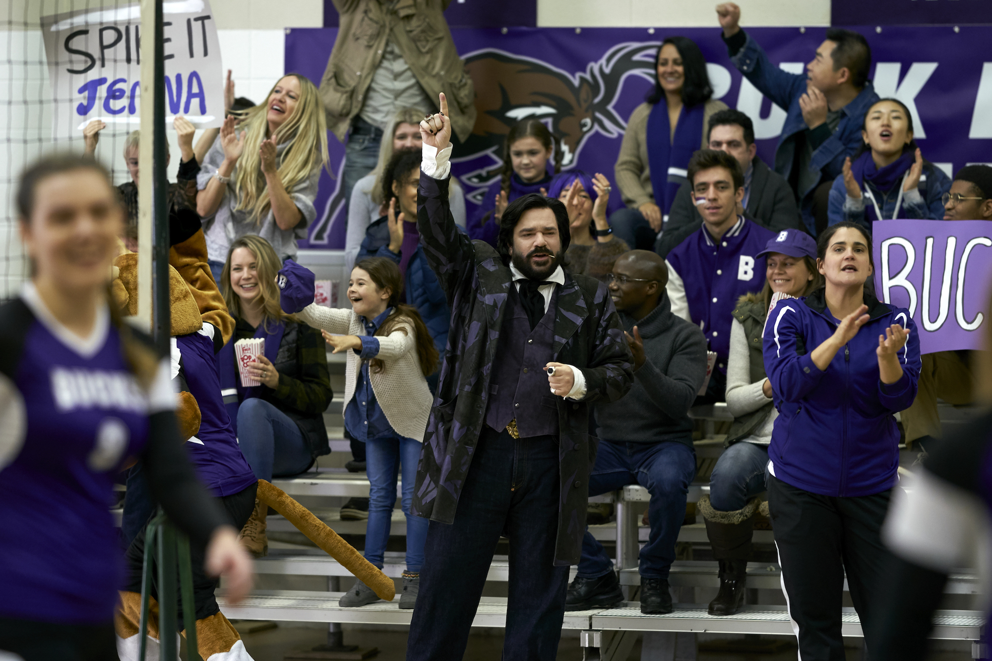 Jackie Daytona cheers on the volleyball team