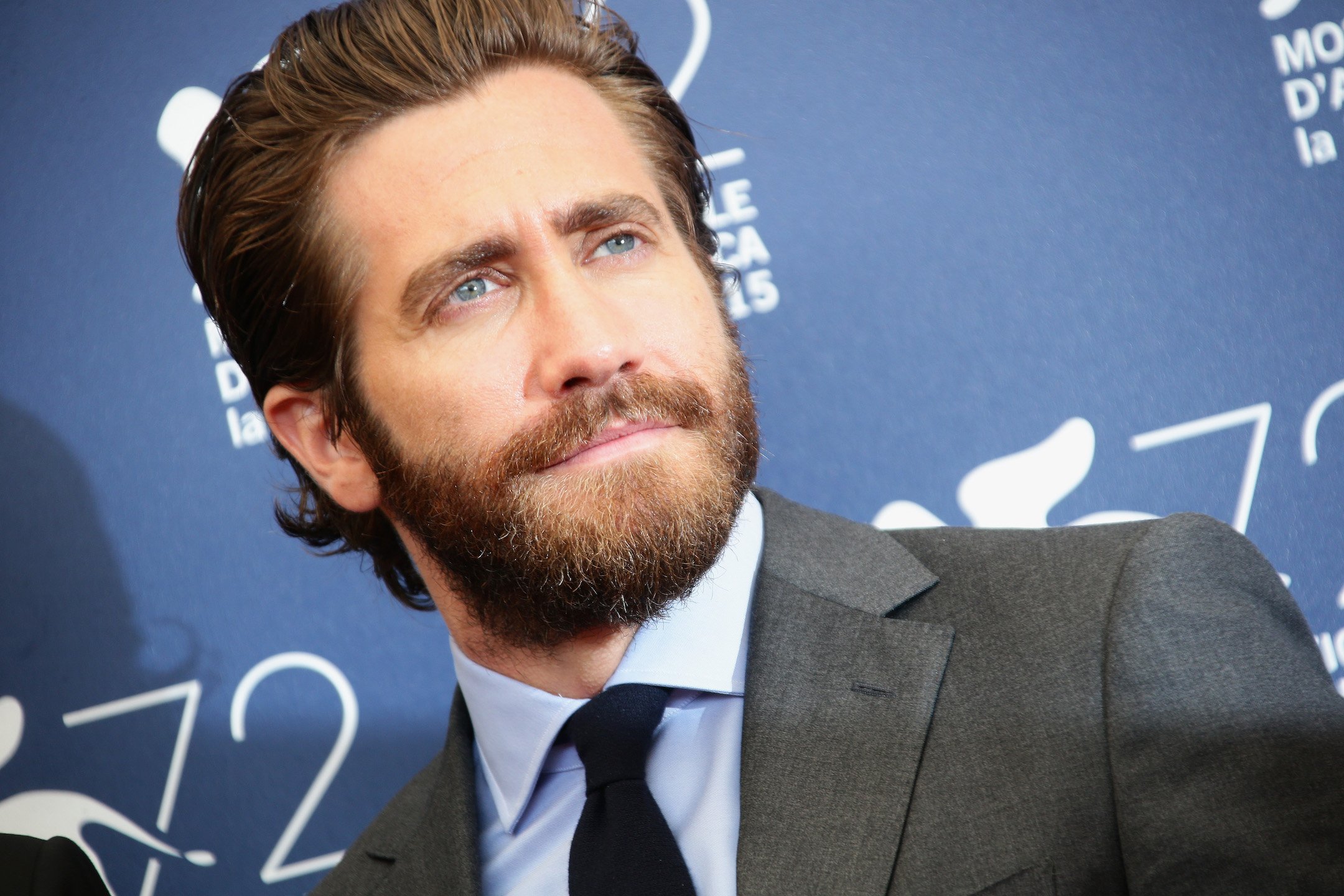 Jake Gyllenhaal smiling in Venice Italy