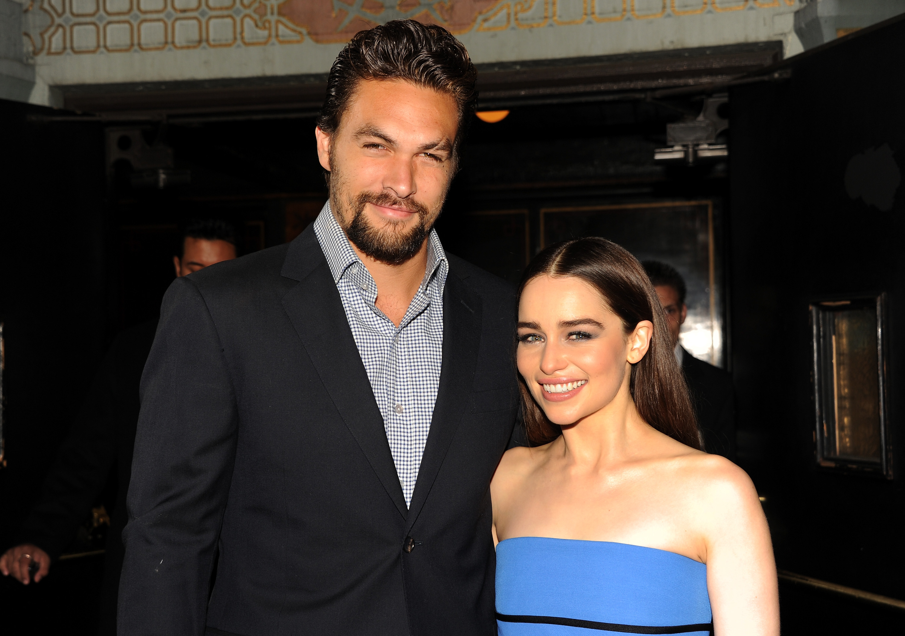 Jason Momoa and Emilia Clarke at the premiere for 'Game of Thrones' season 3.