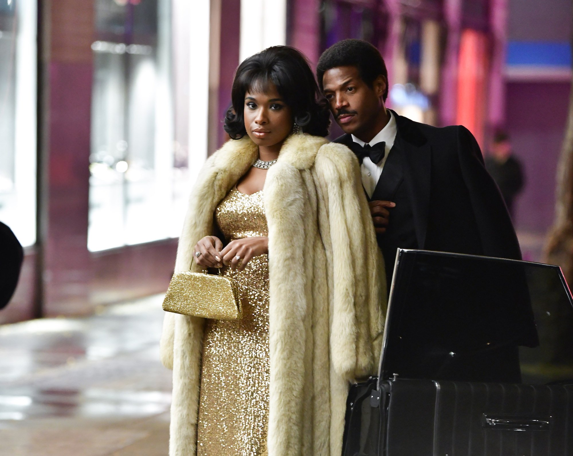Jennifer Hudson and Marlon Wayans filming their upcoming movie, 'Respect', in NYC