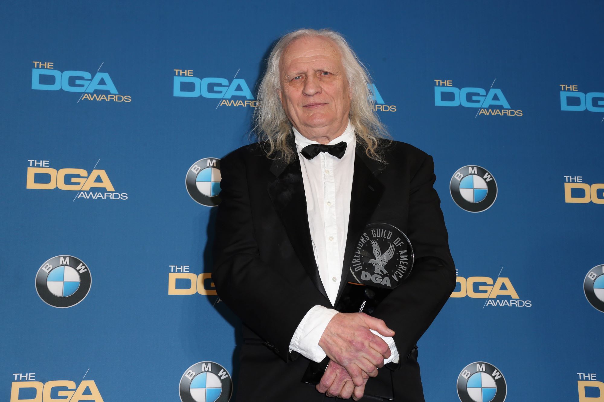 Joe Pytka posing with a Lifetime Achievement award at the 68th Annual Directors Guild of America Awards