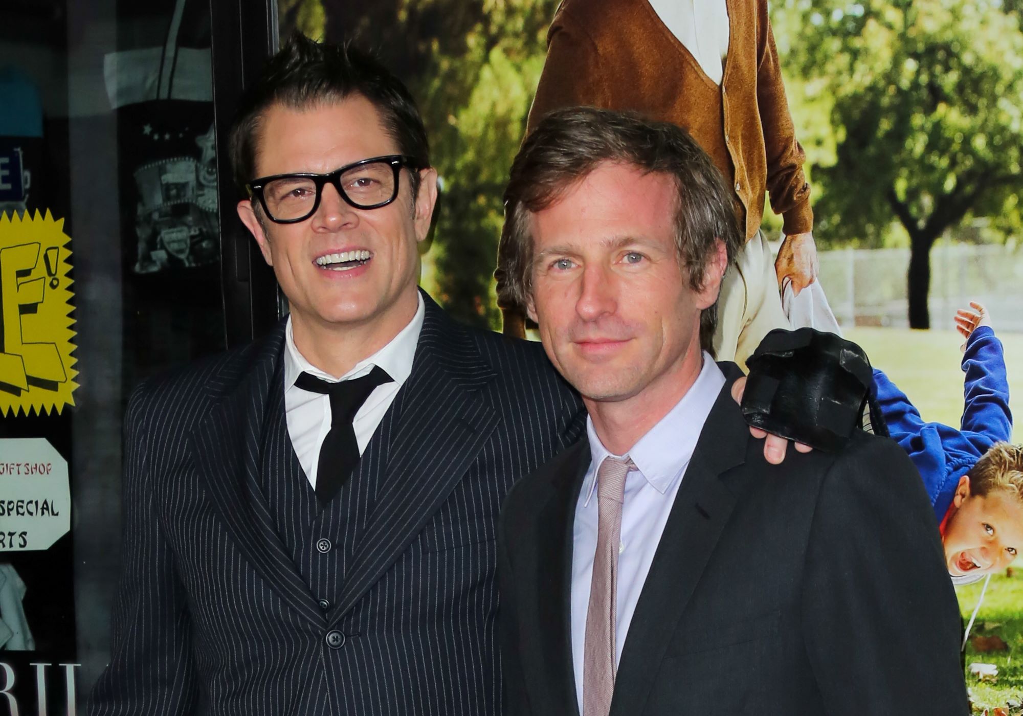 Johnny Knoxville and Spike Jonze attending a Jackass film premiere at the Chinese Theatre in Los Angeles, California