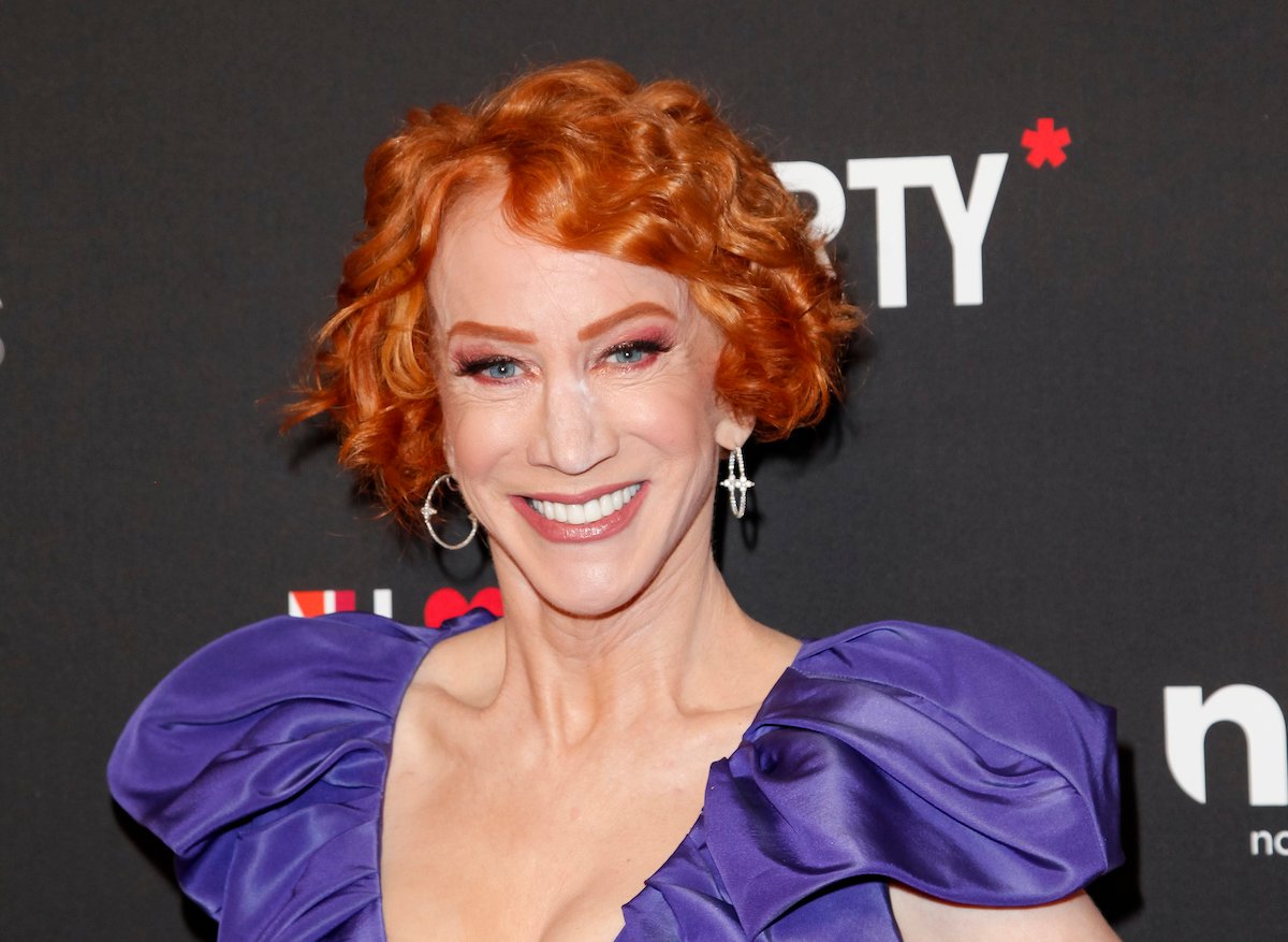 Kathy Griffin in purple dress