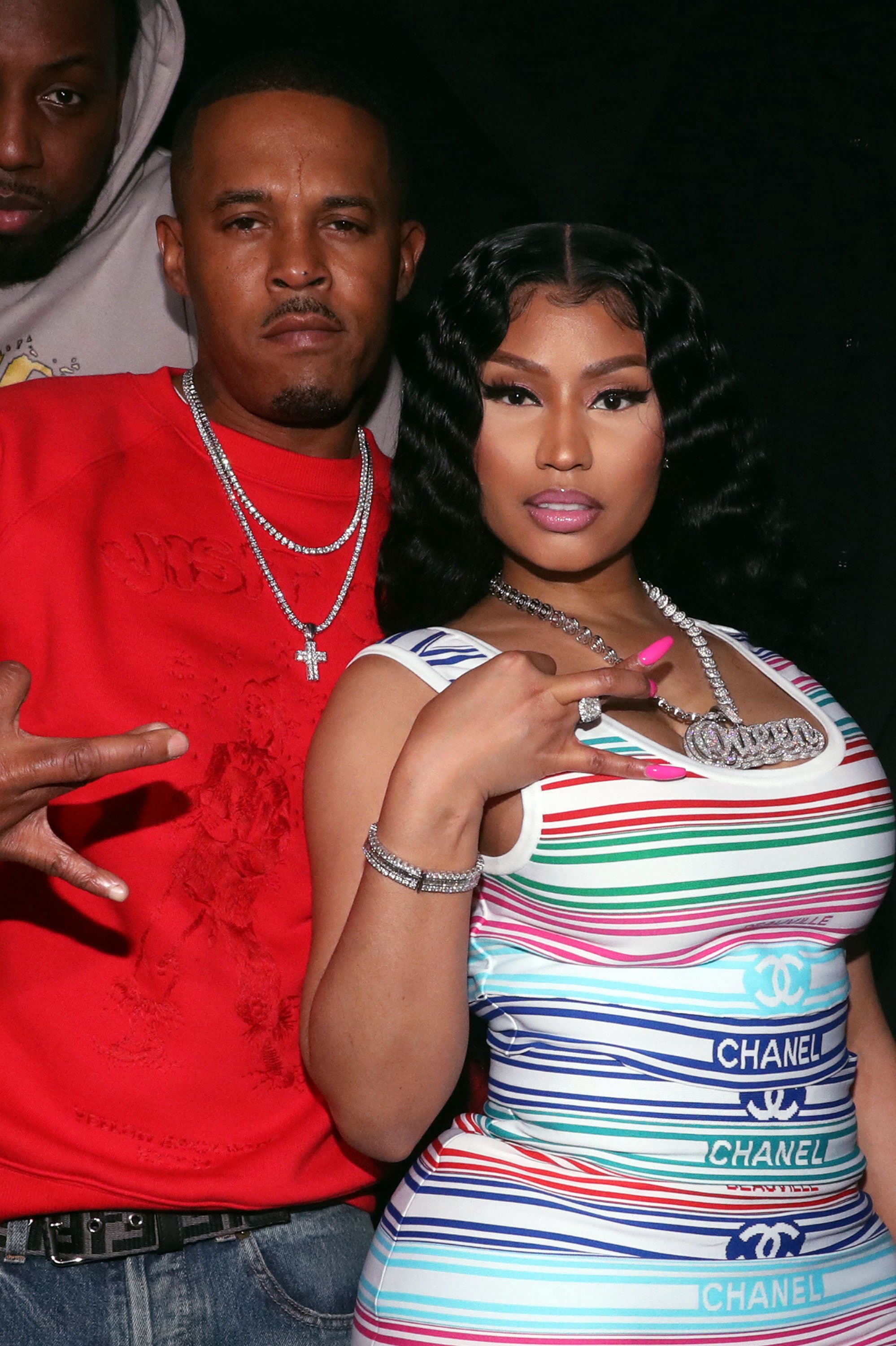 Kenneth 'Zoo' Petty (L) and Nicki Minaj attend Church On Sundays Hosted By Nicki Minaj And Phil The Mayor And DJ Clues Birthday Party at The Argyle