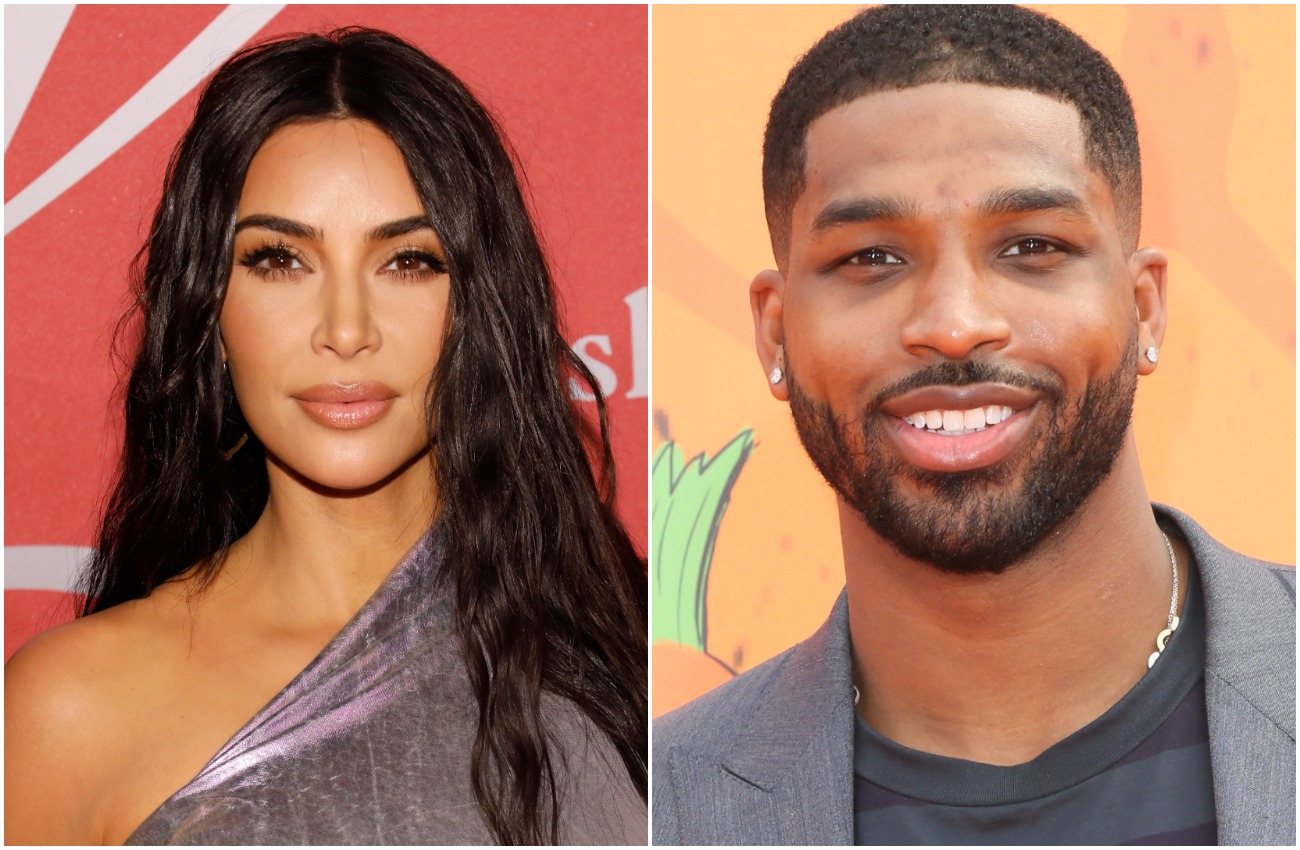 Photo of Kim Kardashian next to photo of Tristan Thompson