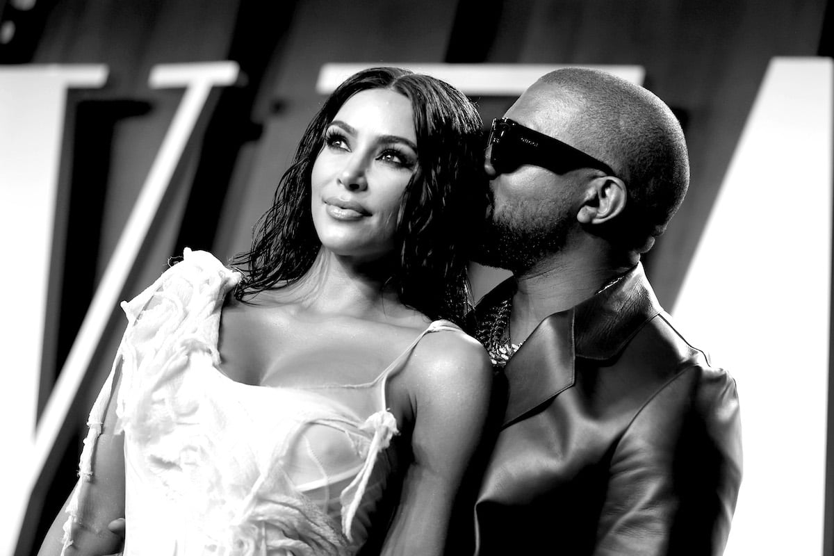 Kim Kardashian West and Kanye West attend the 2020 Vanity Fair Oscar Party hosted by Radhika Jones at Wallis Annenberg Center for the Performing Arts on February 09, 2020 in Beverly Hills, California.