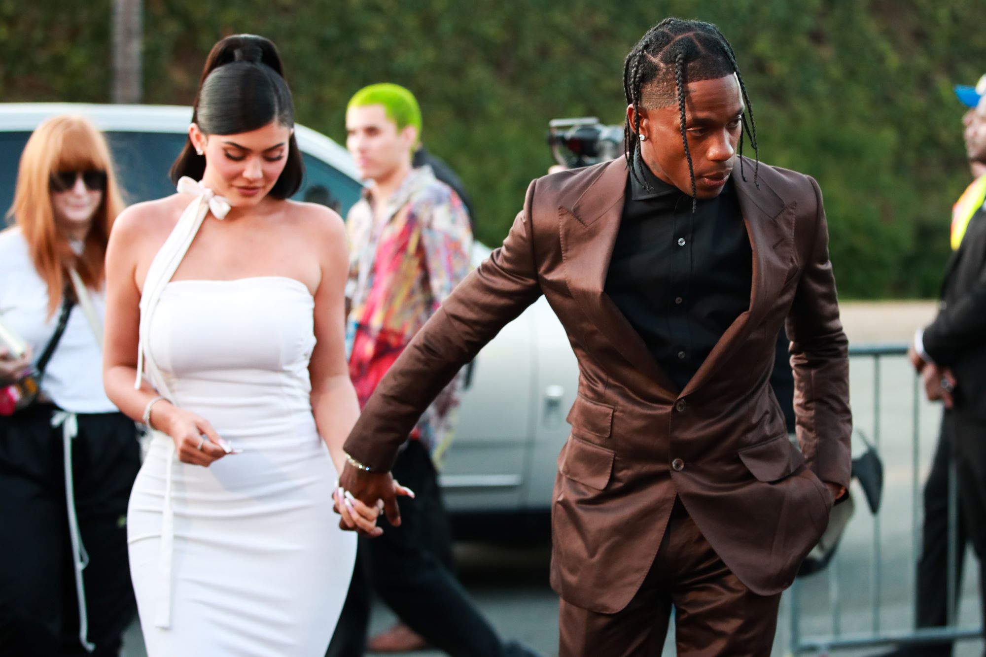 Kylie Jenner and Travis Scott attending a Netflix premiere of 'Travis Scott: Look Mom I Can Fly'