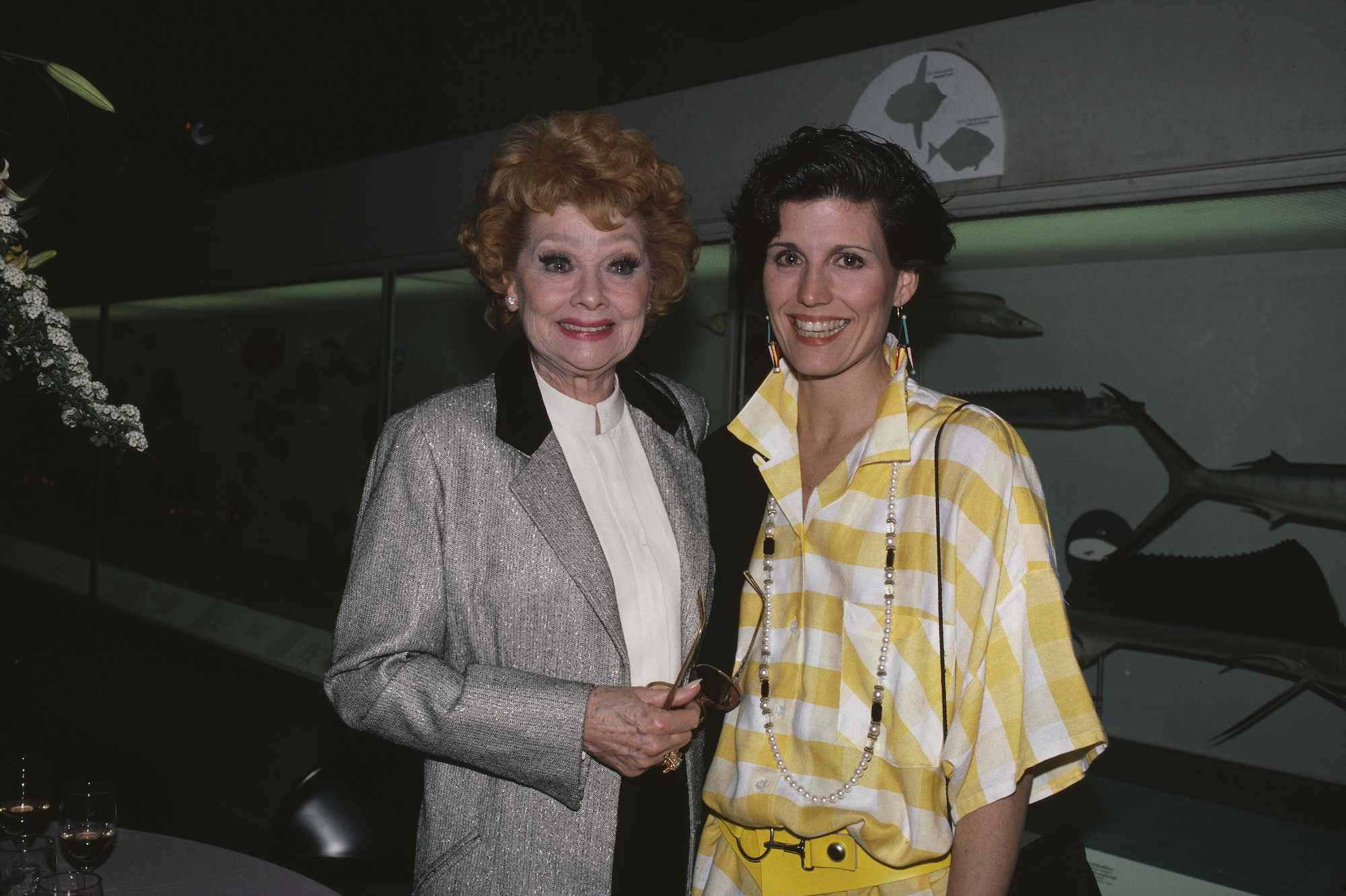 Lucille Ball and her daughter Lucie Arnez attending an event in 1986