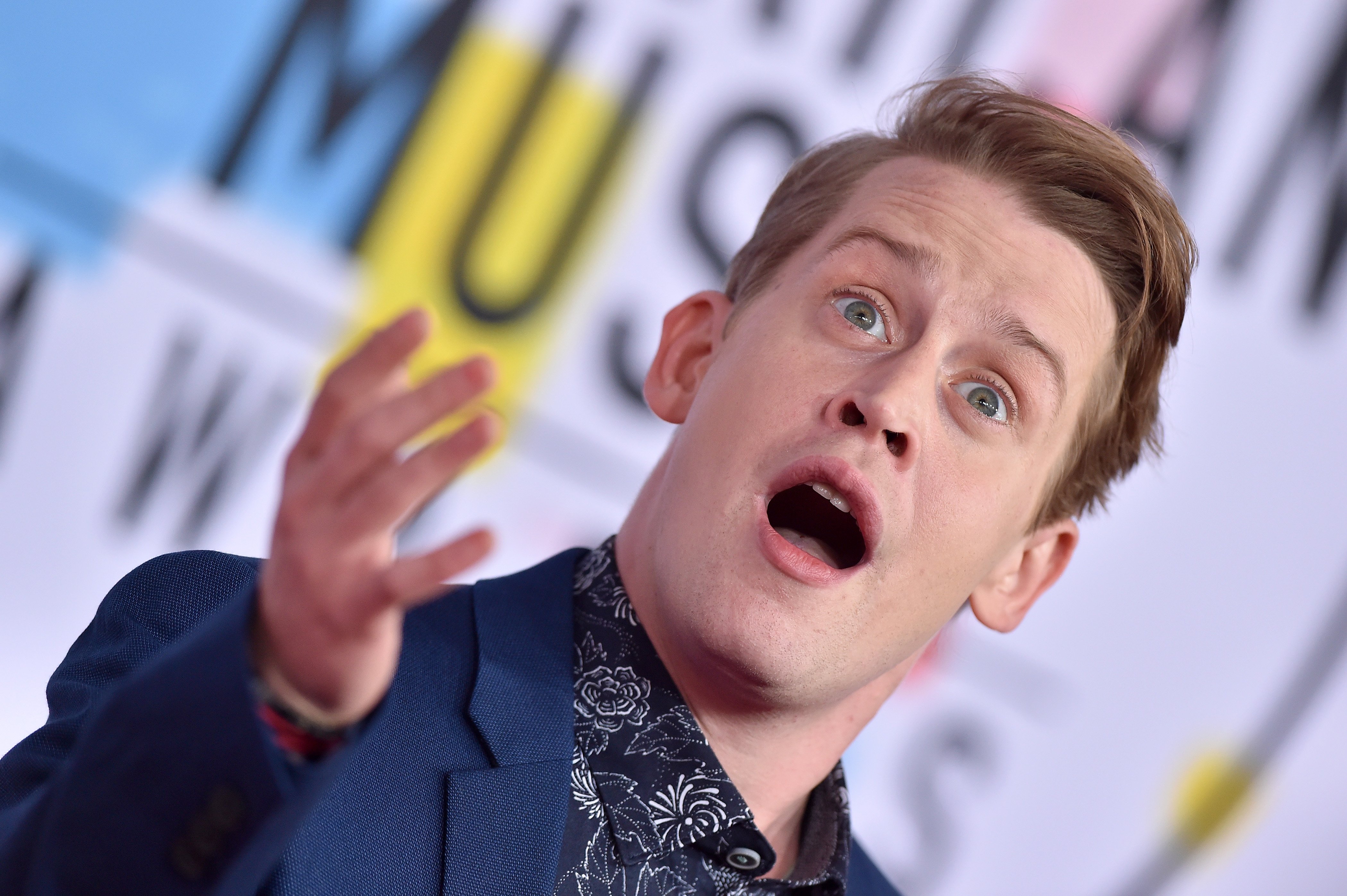 Macauley Culkin replicating the Home Alone facial expression