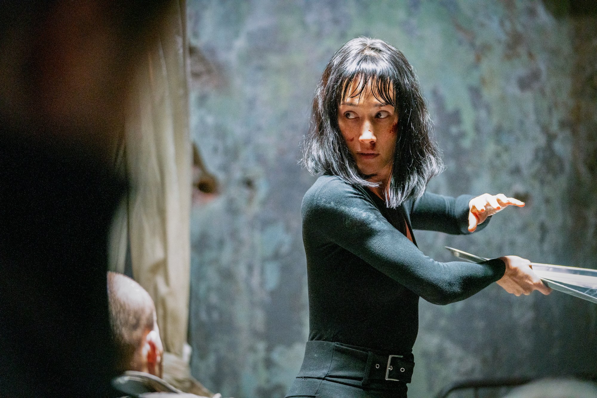 Maggie Q in action in The Protégé