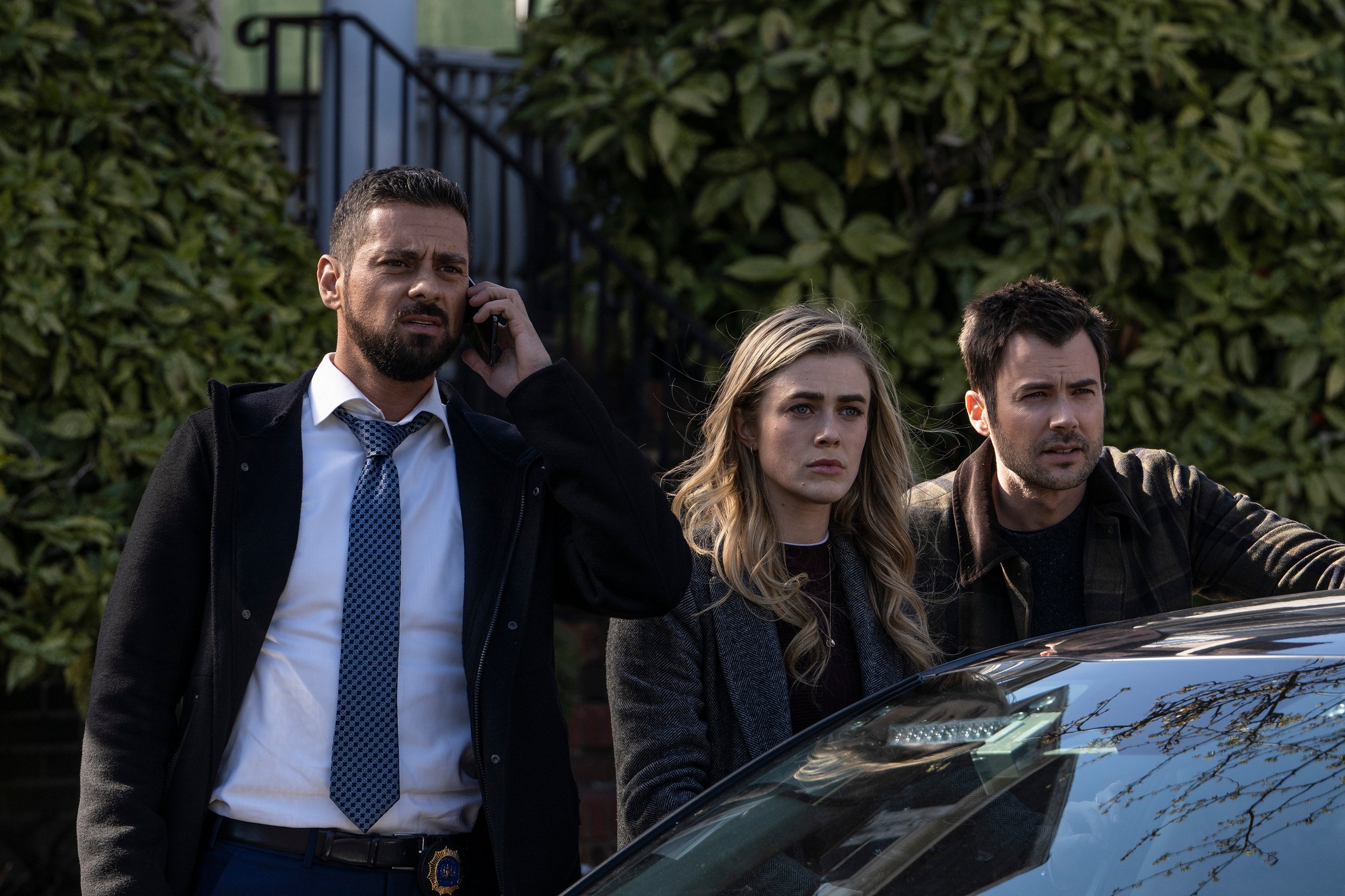 'Manifest' episode titled 'MAYDAY PART: 2' featuring J.R. Ramirez as Jared Vazquez, Melissa Roxburgh as Michaela Stone, Matt Long as Zeke Landon